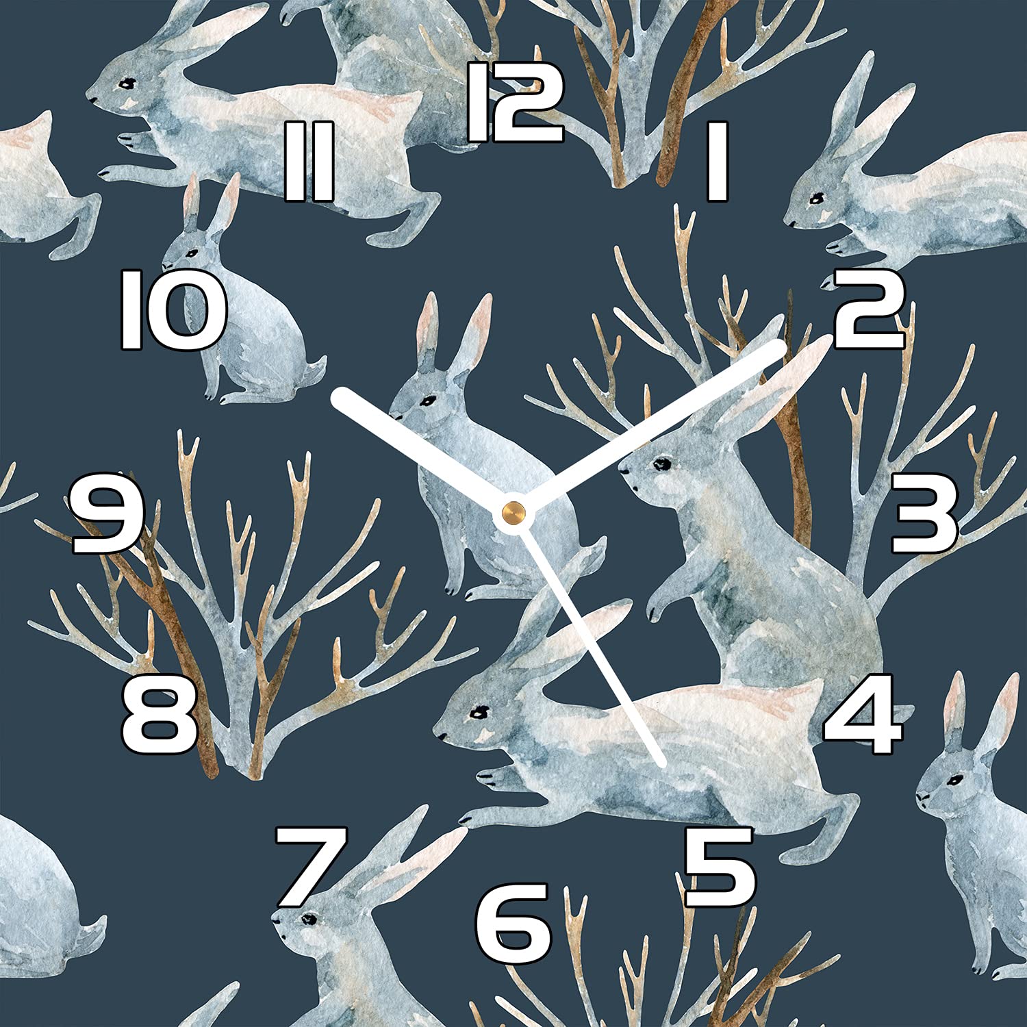 Horloge Murale en Verre Coloray au Motif Poétique d'Animaux d'Hiver Vertueux