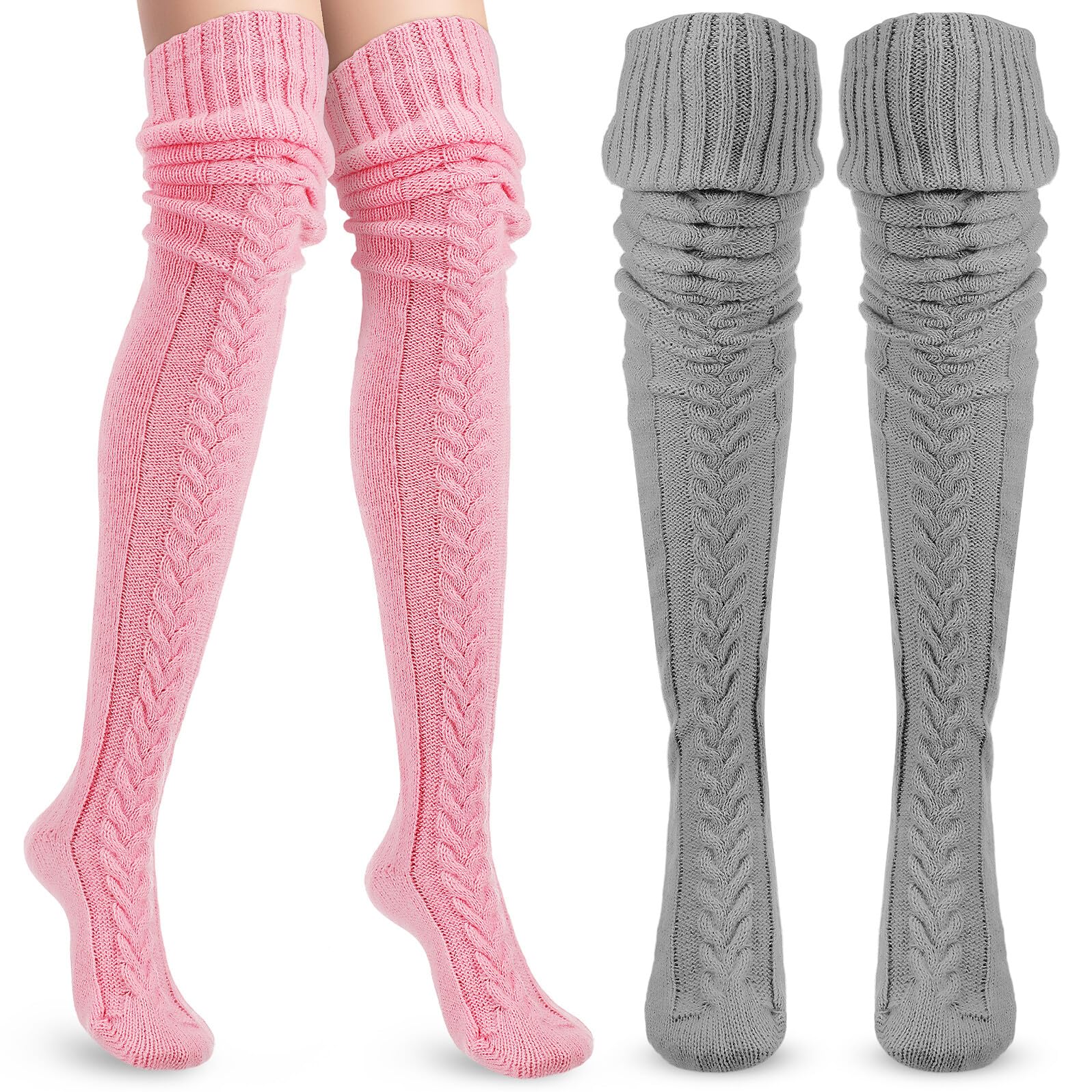 Calcetines de Punto para Mujer 2 Pares, Tejido, Rodilla