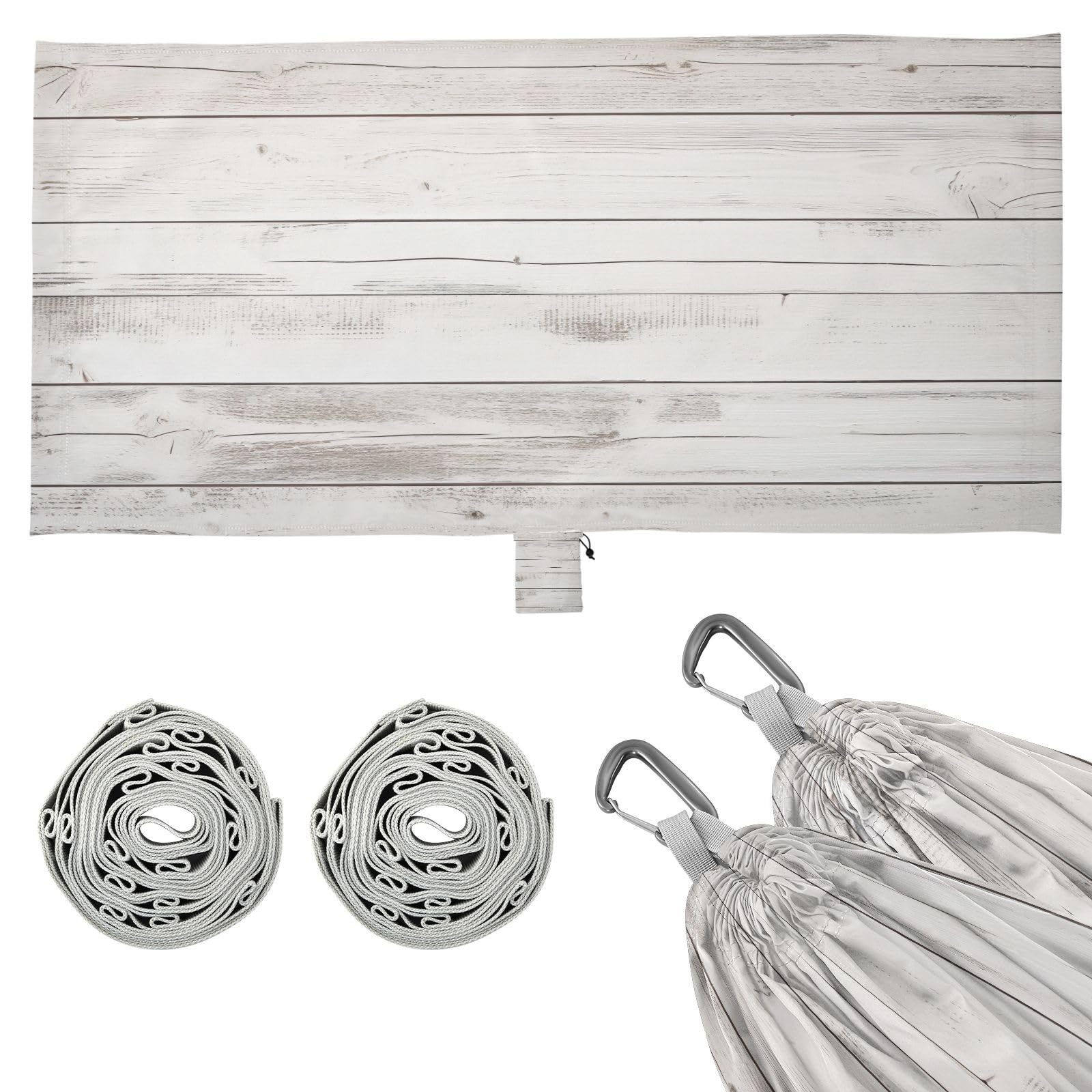 SDMKA White Wood Texture Camping Hammock, 330 lbs with 2 Tree Straps, Carry Bag, Single Portable Hammock for Outdoor/Indoor, Hiking, Beach, Backpacking, Travel