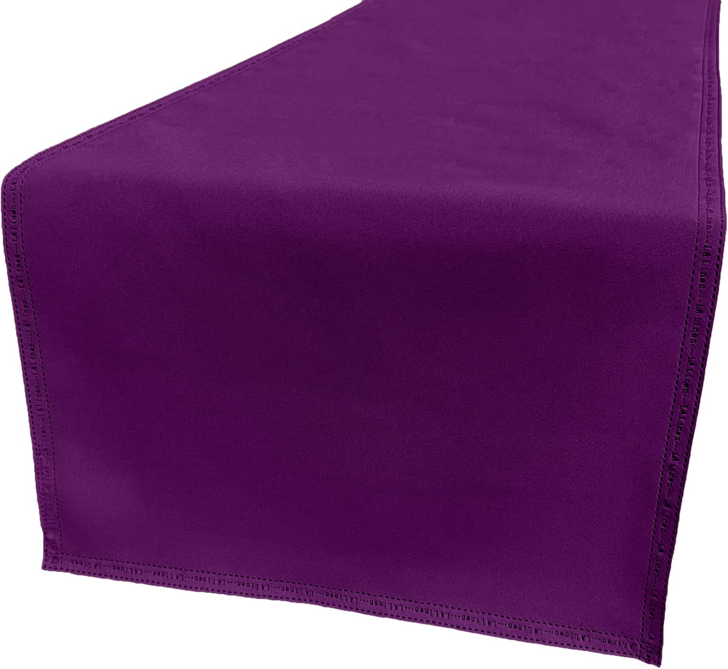 LA Linen Table Runner Faux Raw Silk Fabric Runner, QEB Laser Bonded Edge, Stain and Wrinkle Resistant Luxurious Cloth Table Runner for Dinning, Kitchen, Party, 14 by 108-Inch, Magenta