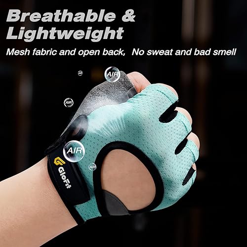 Miniatura 2 de Guantes de entrenamiento para mujeres y hombres, palma acolchada antideslizante para levantamiento de pesas, guantes de gimnasio ligeros sin dedos