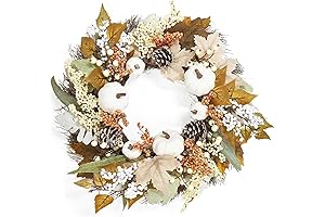 Fall Wreaths for Front Door White Pumpkins Thanksgiving Decorations