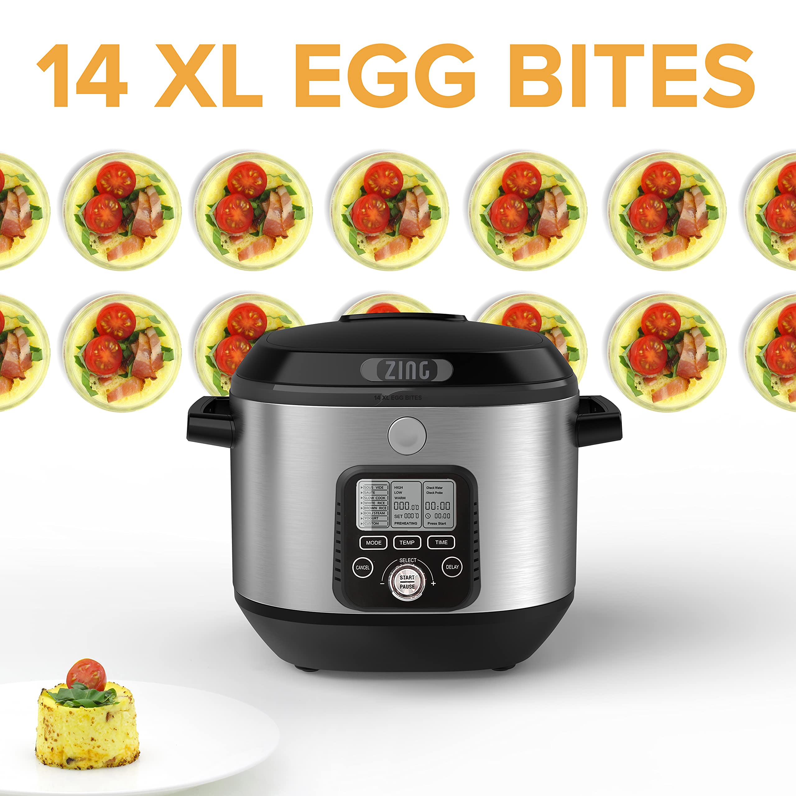 Zing 6Quart 8in1 MultiCooker Machine w/ NonStick Pot Slow Cooker