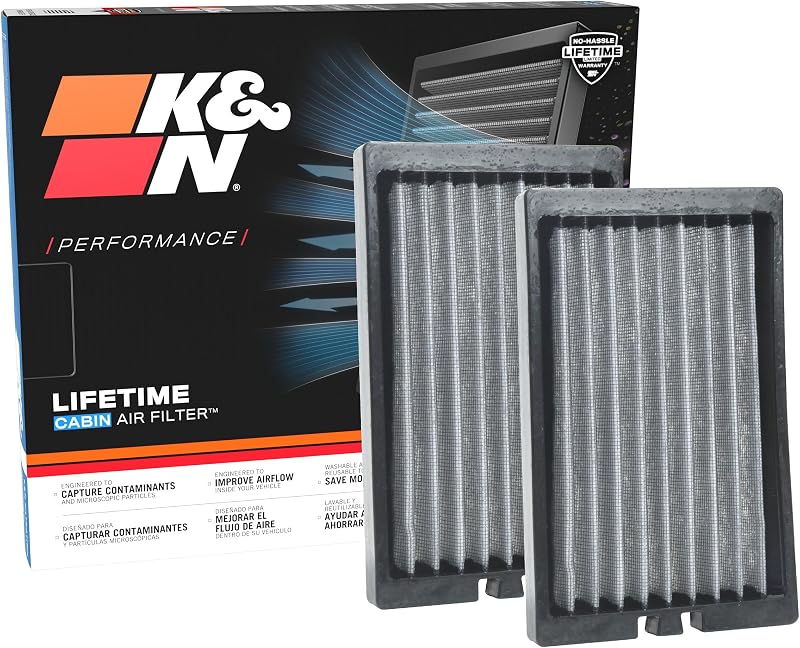 Filtro de ar de cabine K&N lavável e reutilizável para Jeep Wrangler e Gladiator VF2064 – Conjunto com 2 unidades