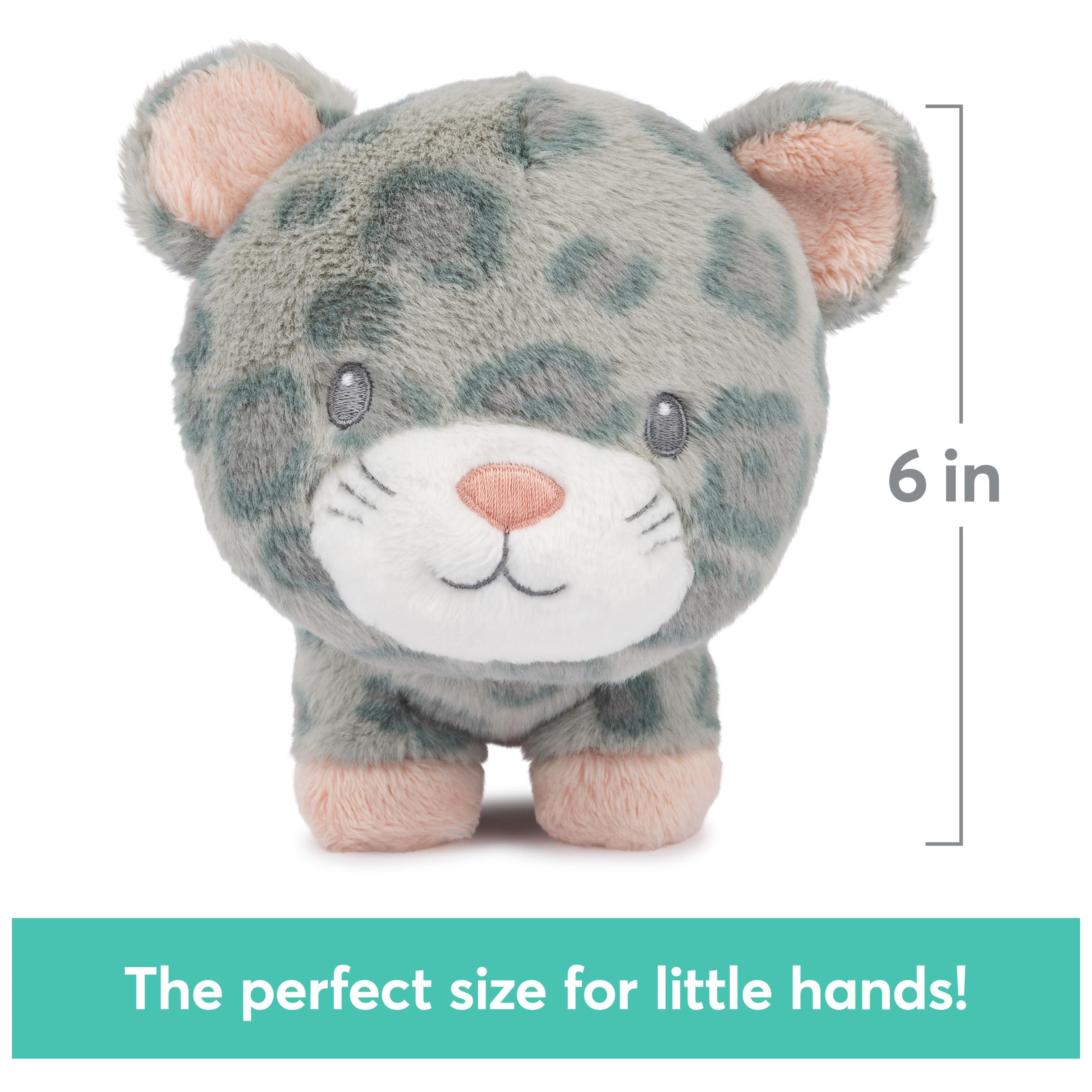 GUND Baby Safari Friends Collection Plüsch Leopard mit Glockenspiel, sensorisches Spielzeug Stofftier für Babys und Neugeborene, Grau/Rosa