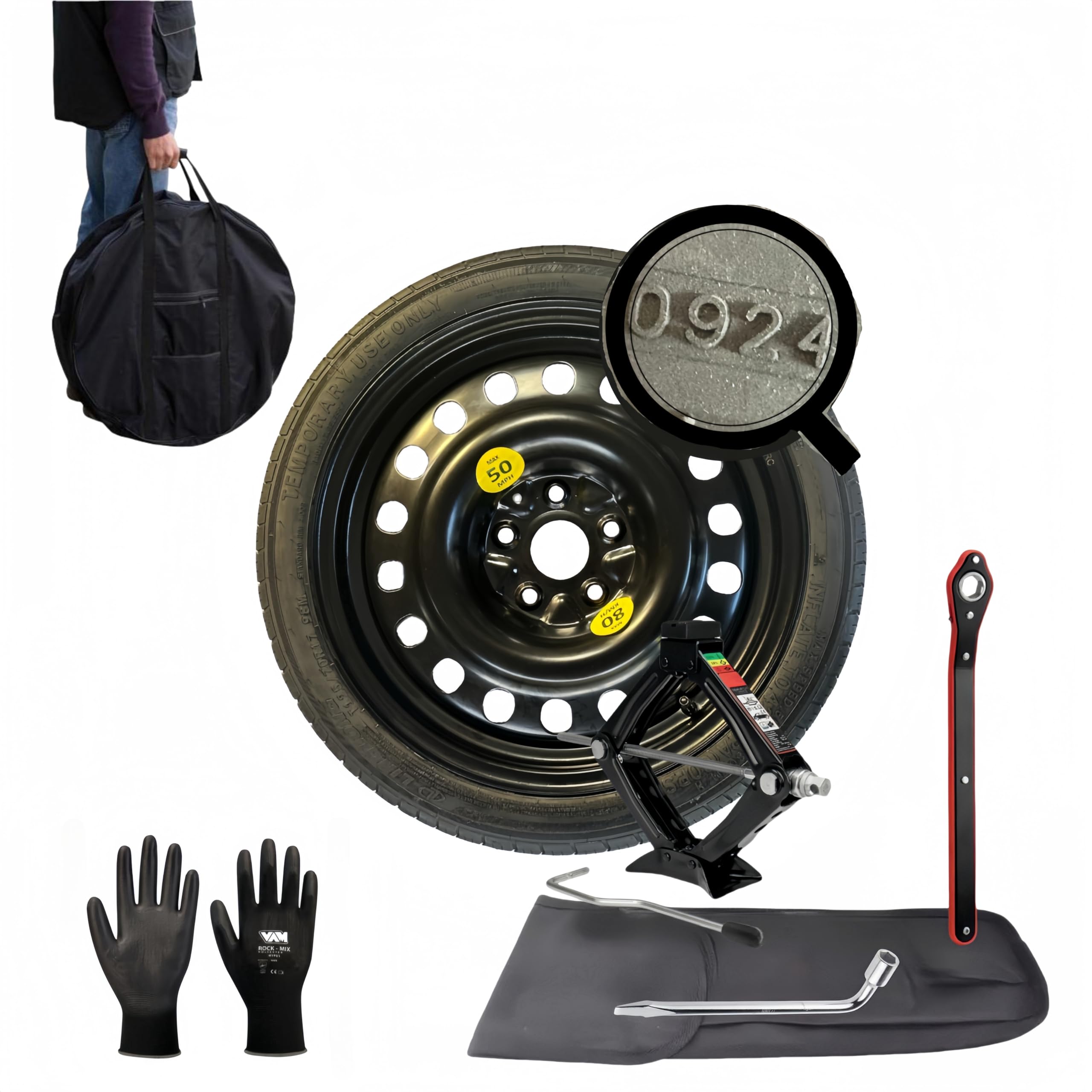 D'angelo Kit Ruotino di Scorta 19" compatibile Tesla Model Y 145/80r19