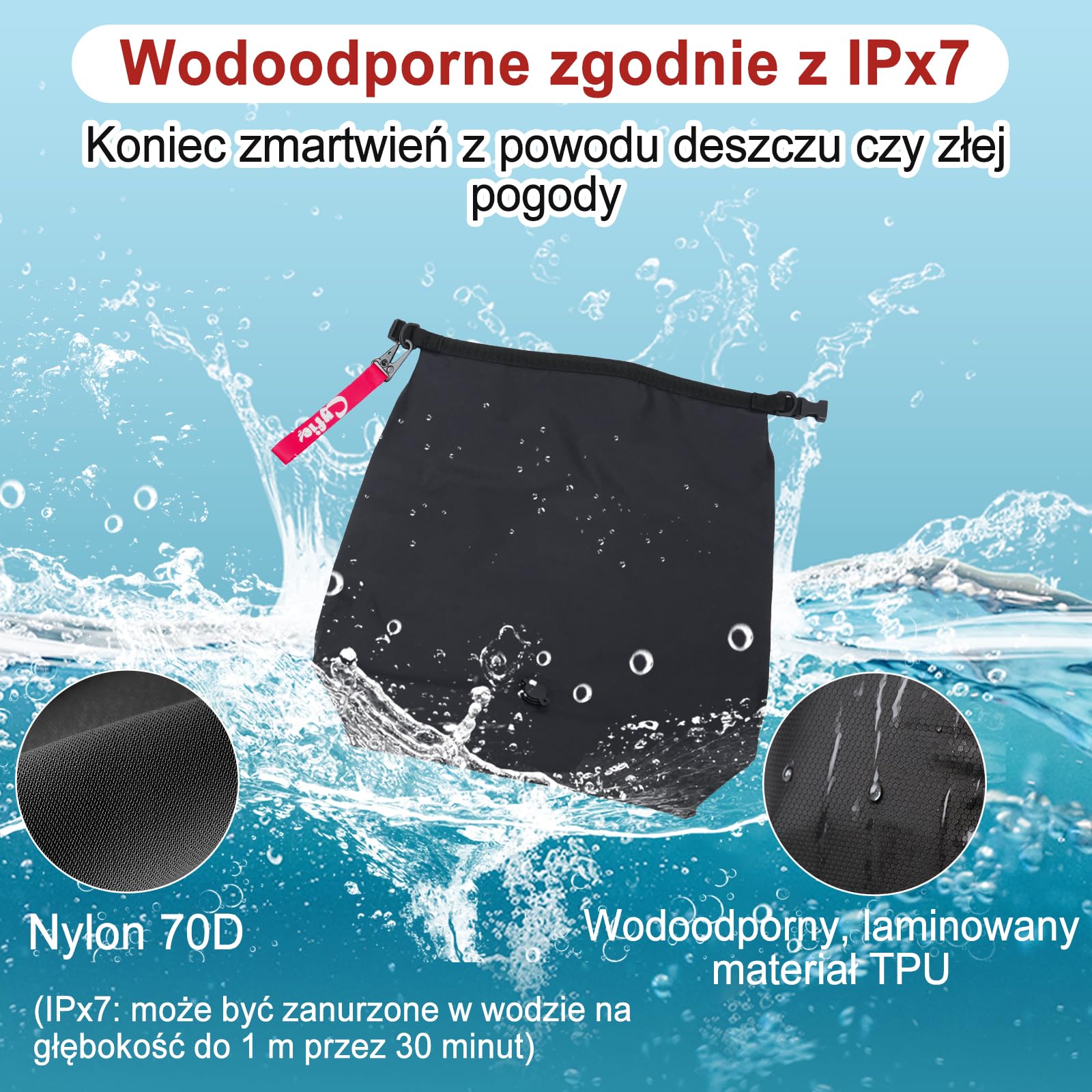 CYFIE Podróżny worek próżniowy na ubrania, 62 x 49 x 15 cm, 25 l, wielokrotnego użytku, worek na pranie, podróżny worek na pranie, torba kompresyjna, nylon 70D + TPU, składany, do pływania, fitnessu