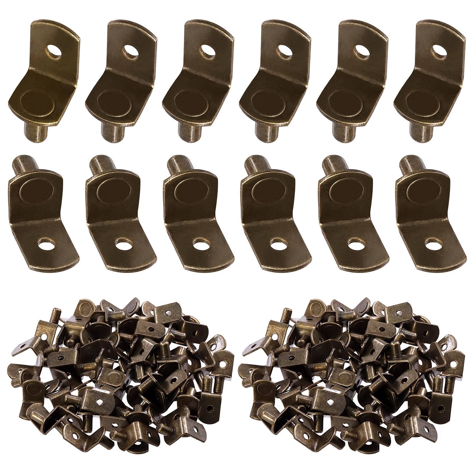 Swpeet 60 Pcs L-Shelf Pins, 6mm Red Bronze Support Pegs with Hole, Plated Steel Shelf Holder Pins Bracket Cabinet Clips Holder for Bookcase, Cabinets and Entertainment Centers — Amazon image 12