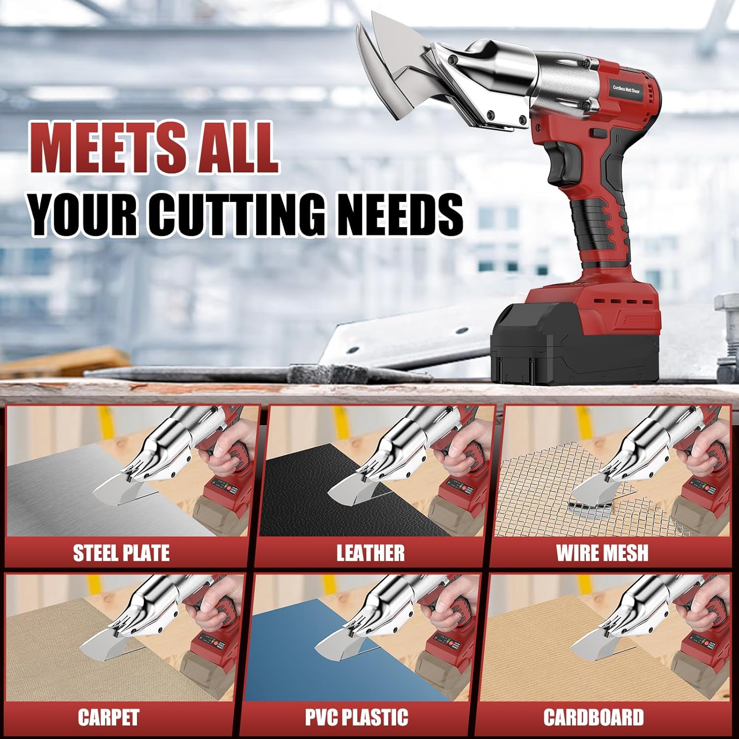 Cordless Sheet Metal Cutter Brushless for Mil-waukee 18v Battery(Tool Only), Metal Shears 360 Degree Pivoting Head, Electric Metal Scissors for Cutting Stainless Sheet, Metal, Iron, 221 Ft-Lbs Torque