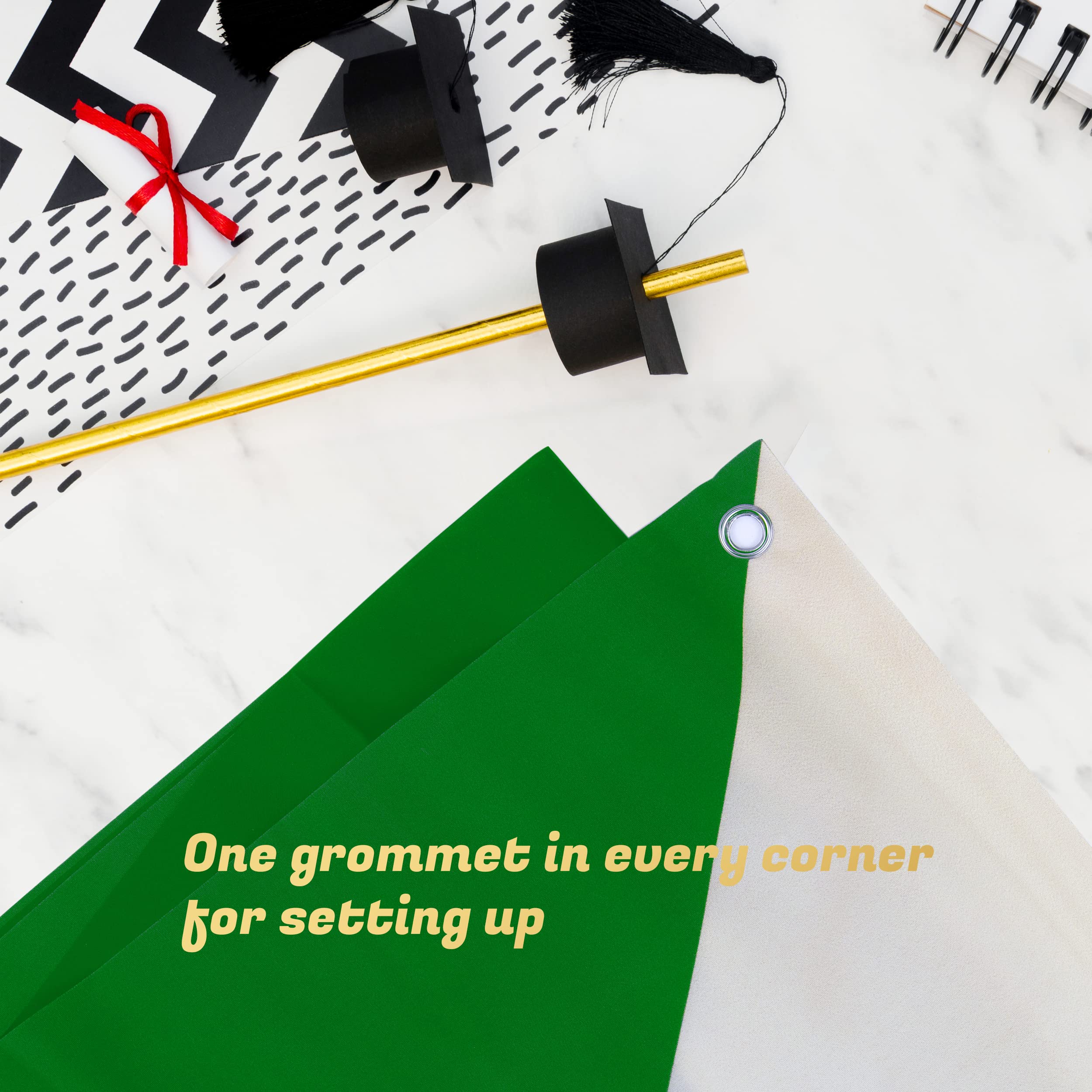 Abschlussbanner 2022 – Großes Glückwunsch-Banner 'Congrats Grad', 180x100 Cm, Grün, Für Innen & Außen