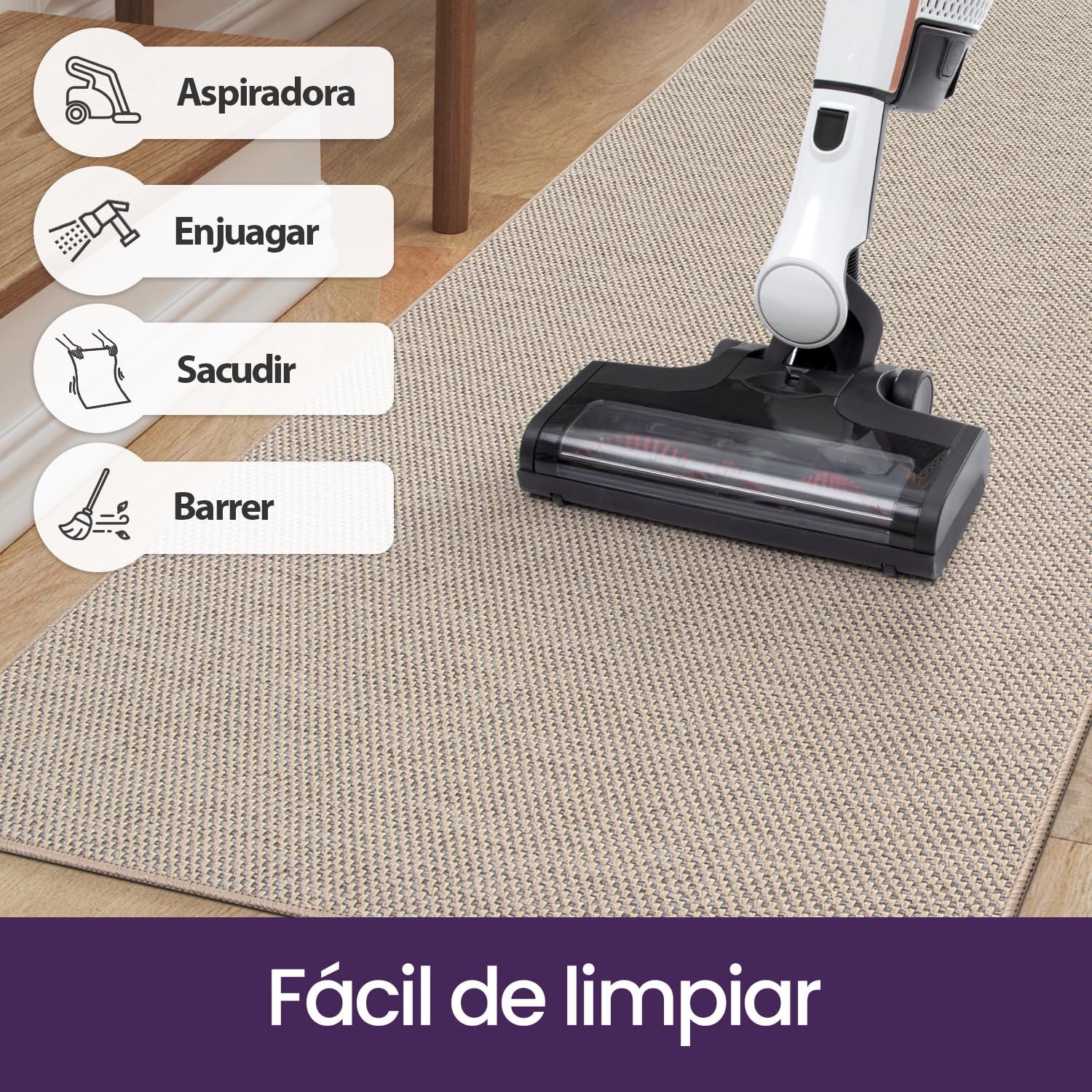 DEXI Alfombra Pasillo 43 x 150 cm, Alfombras Cocina Antideslizante Lavable, Absorbente Tapete Corredor para Puerta Interior, Lavadero, Comedor, Beige