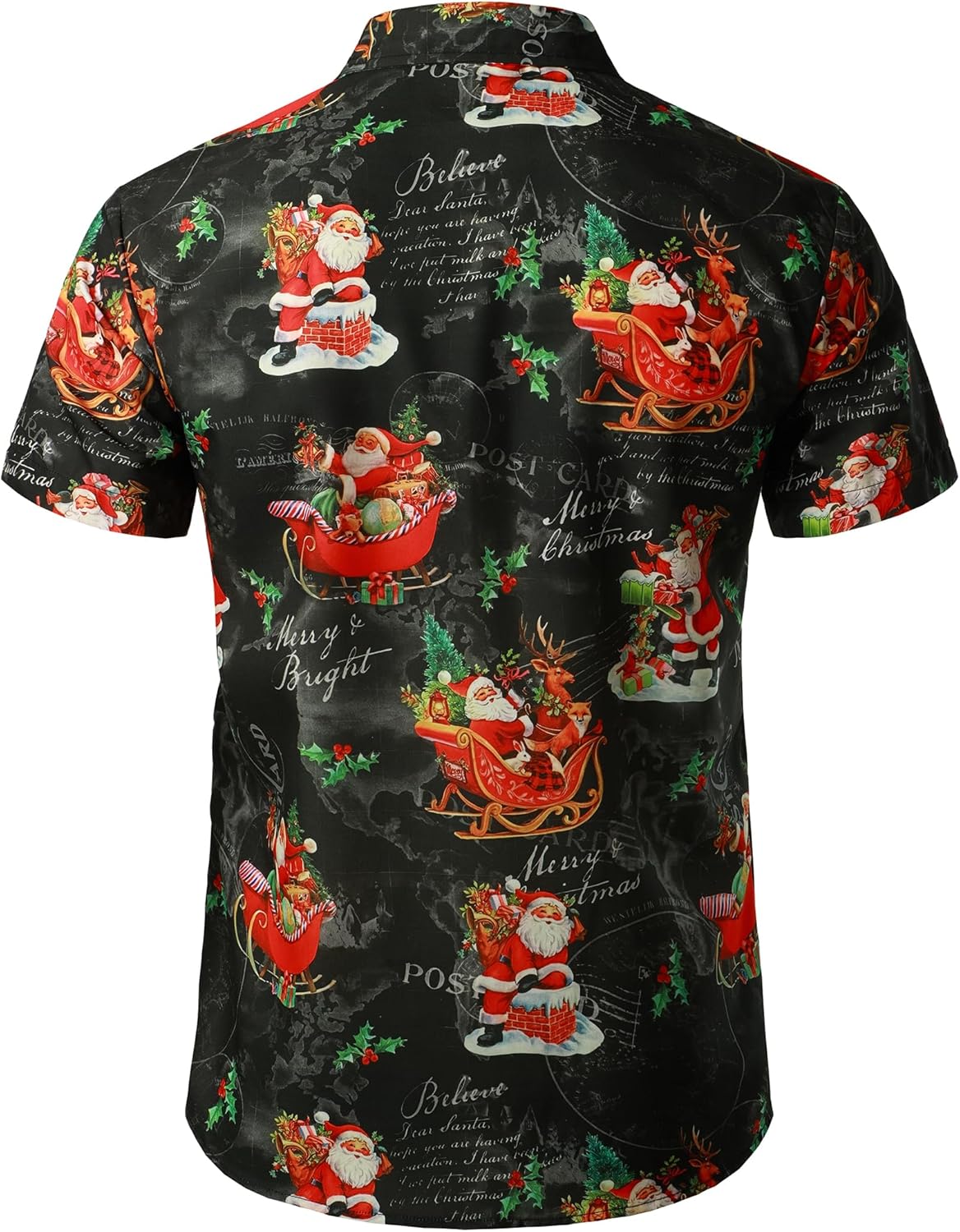 JOGAL Men's Christmas Shirt Santa Claus Party Flamingo Casual Hawaiian Shirts - Image 2