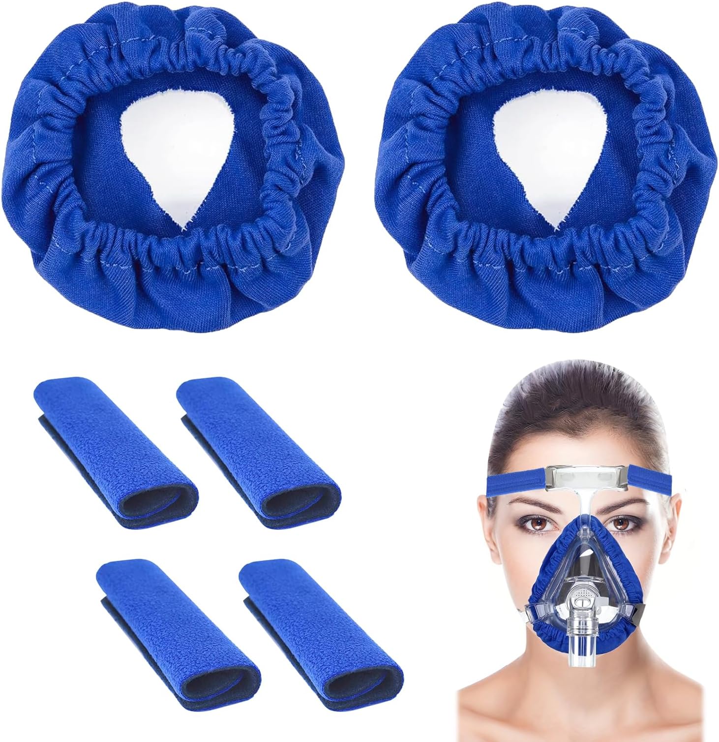 Asheyya 6PCS Cpap Mask Liners, Soft Elastic Cpap Accessories for Reducing Indentation (Blue)