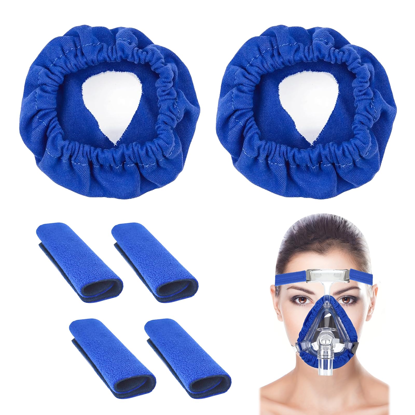 Asheyya 6PCS Cpap Mask Liners, Soft Elastic Cpap Accessories for Reducing Indentation (Blue)