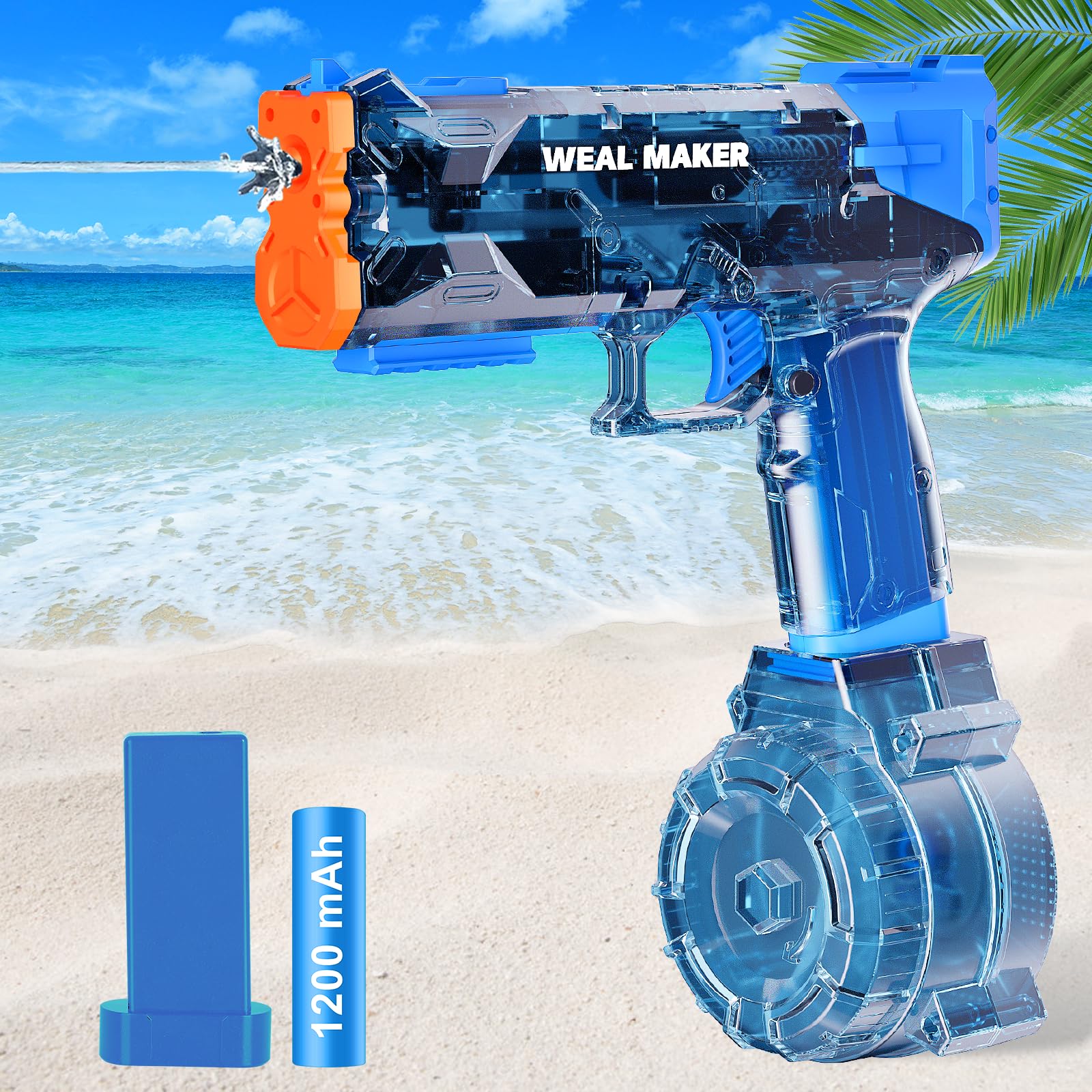 artcool Stronger Electric Water Gun for Kid/Aldult,Transparent Automatic Squirt Guns High Powered IP67 Waterproof, Water Guns with 400 Ammos for Outdoor Summer Beach Pool ?Blue?