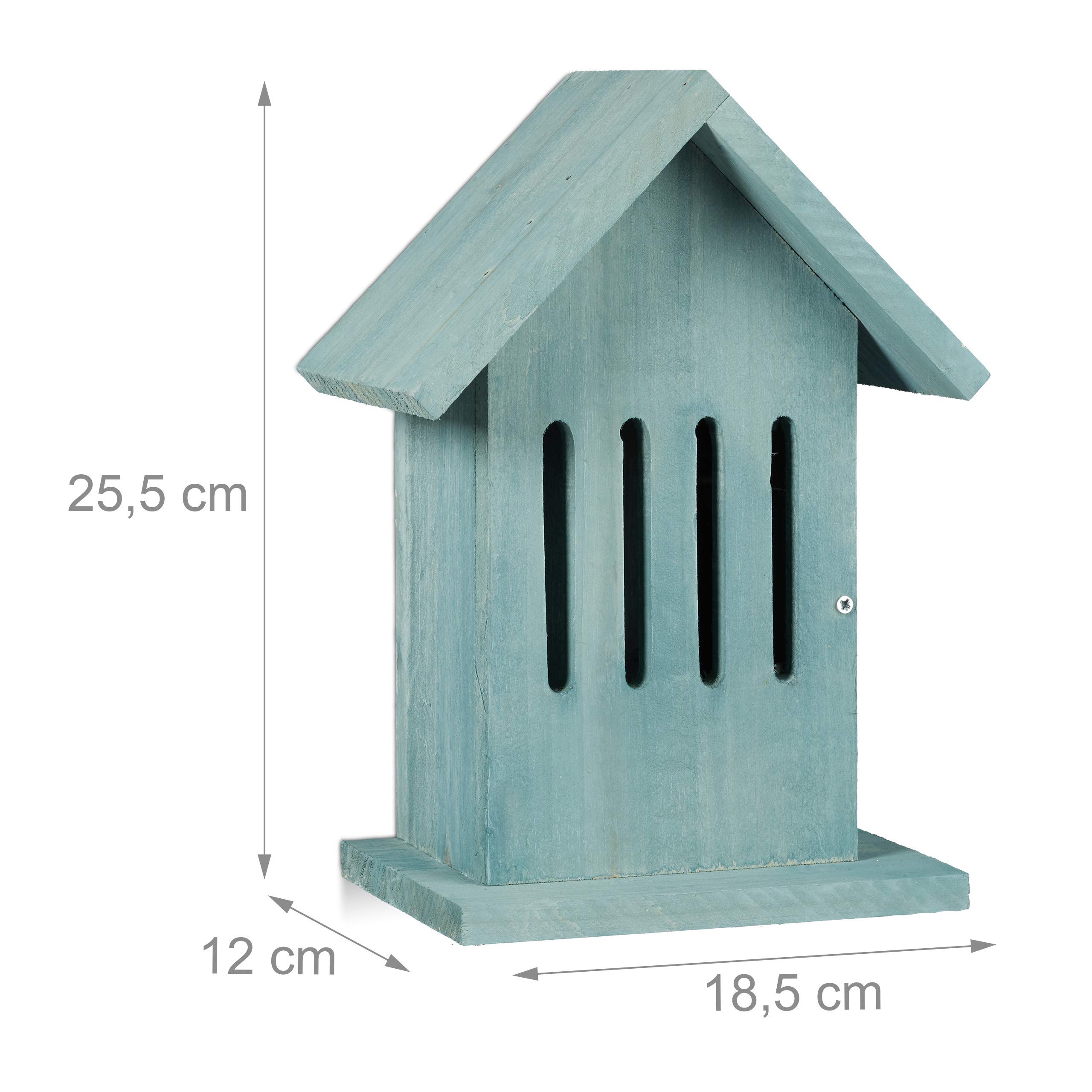 Relaxdays Casetta per Insetti e Farfalle, Butterfly Bee Hotel, Nido per Api da Giardino HxLxP: 25,5x18,5x12 cm, Turchese