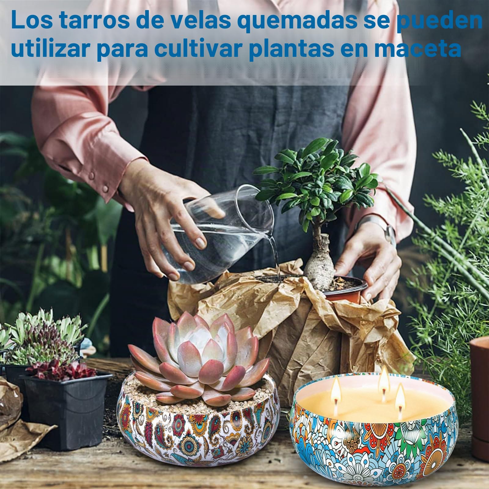2 Piezas Velas Citronela Grande, Velas Perfumadas Regalo Originales para Profesora, Velas Aromáticas con Cera de Soja Natural y Aceite de Citronela, Vela de Citronela per Exterior Interior