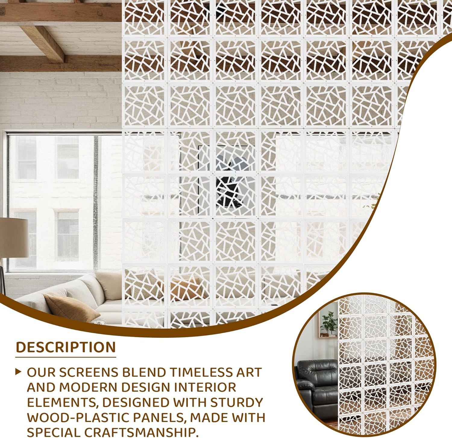 24 Pcs PVC Hanging Room Divider,Flower Carving Pattern Panels,Decorative Wall Screen Panel, Room Divider Partitions Panel Screen for Decorating Bedroom Dining Kitchen Office Studio 29 * 29cm