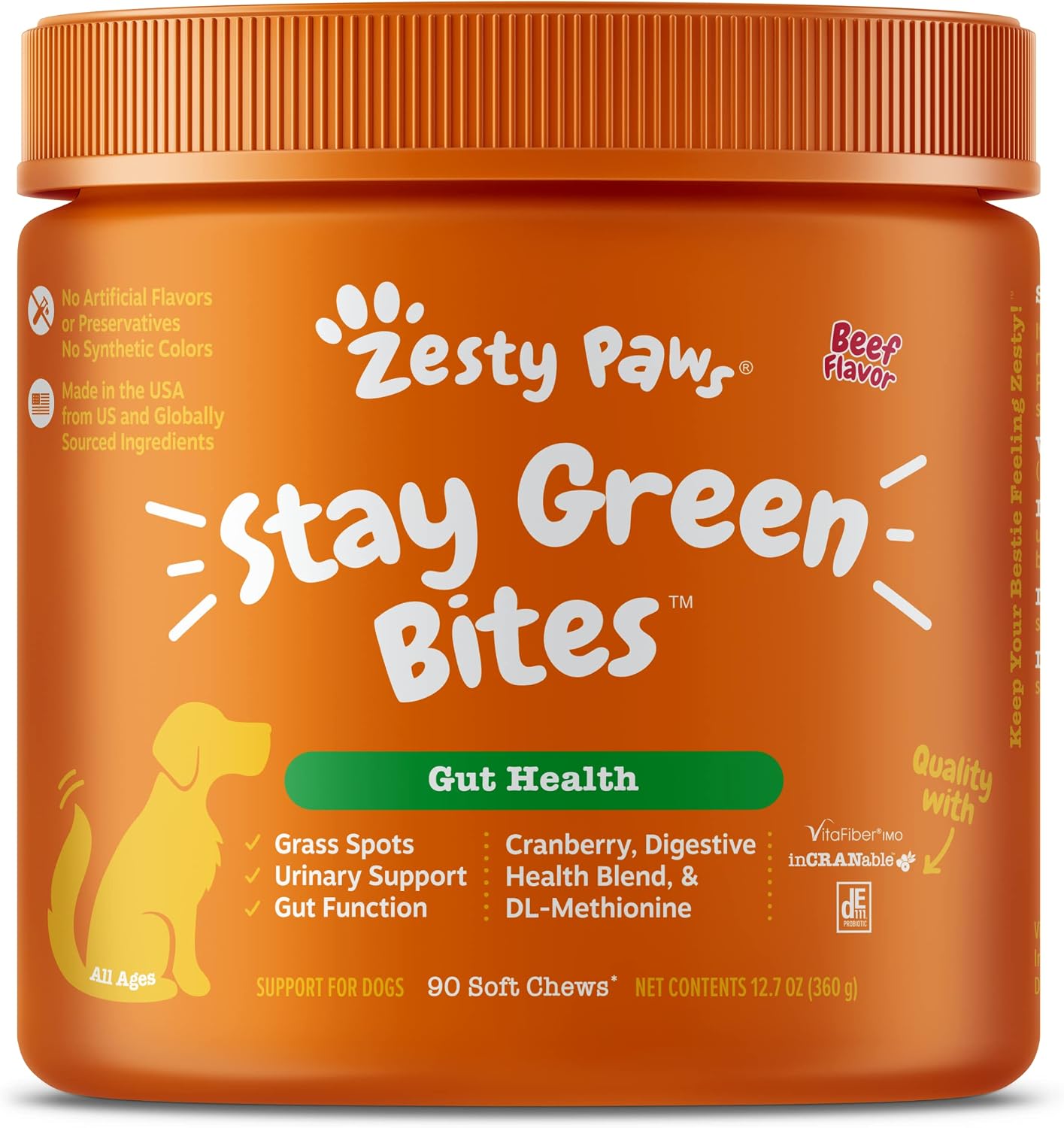Zesty Paws Stay Green Bites for Dogs - Grass Burn Soft Chews for Lawn Spots Caused by Dog Urine Cran-Max Cranberry for Urinary Tract and…