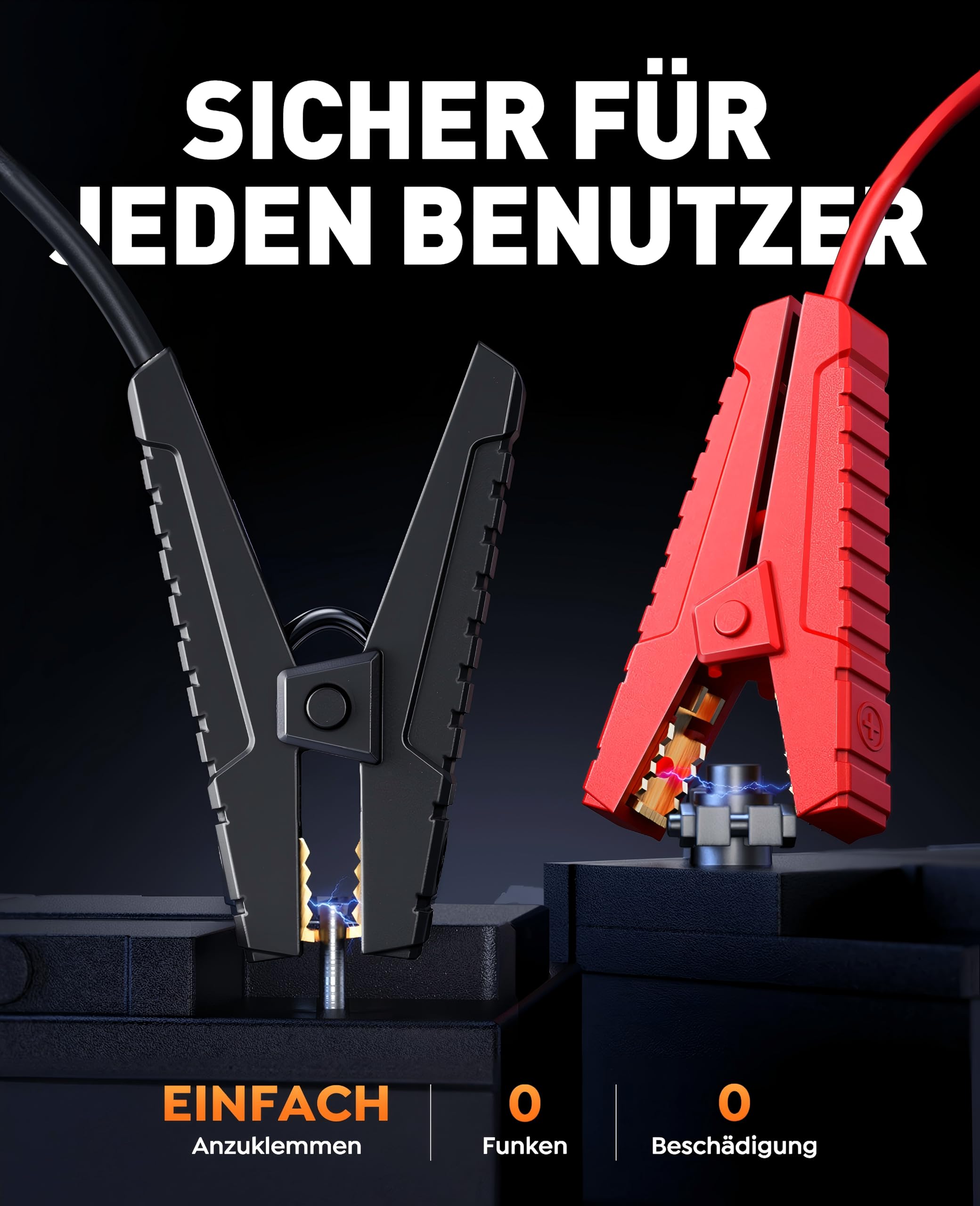 5000A Starthilfe Powerbank für Pkw mit 150PSI Kompressor, Auto Starthilfe Powerbank 12V für Benzin & 10,0L Diesel, Powerbank Auto Starthilfe mit Zwangsstart, LED, USB-C