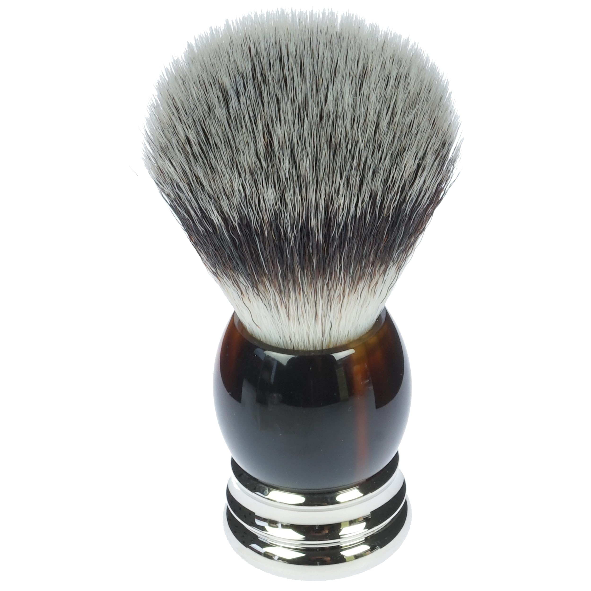 Fantasia - Pennello da barba in setole sintetiche vegane, con elegante base in metallo, pennello da barba vegano, pennello da barba sintetico