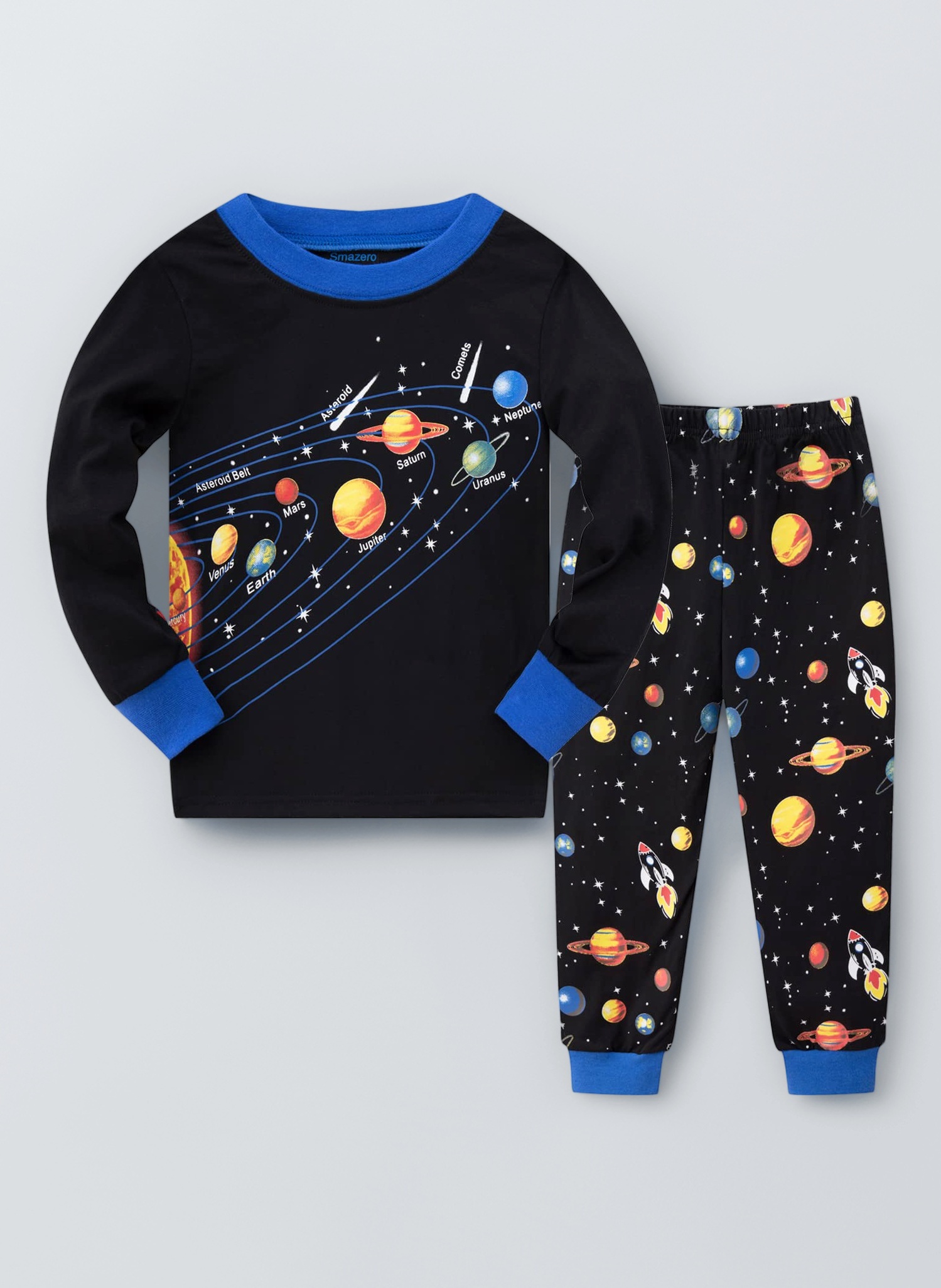 Boys Pyjamas Sets Solar System Space Pyjamas Cotton Long Sleeve Christmas Pjs 2 Piece Outfit Pajamas for Kids Clothes 2-11 Years