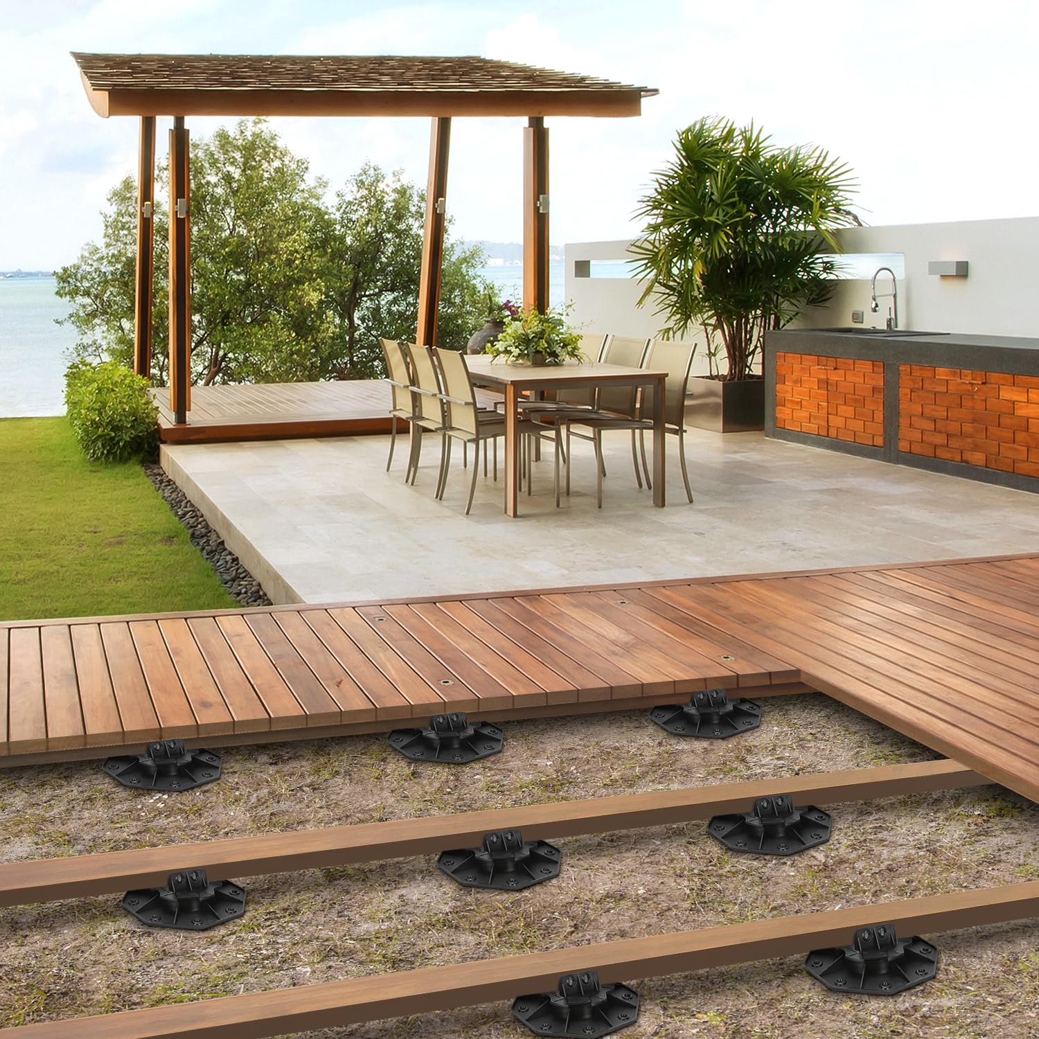 100 Stück Stelzlager Höhenverstellbar, 18-30mm Stelzlager Terrassenlager, Füße verstellbar, Plattenlager Terrassenplatten für Terrassendielen Unterkonstruktion, WPC, Tragfähigkeit von 600kg