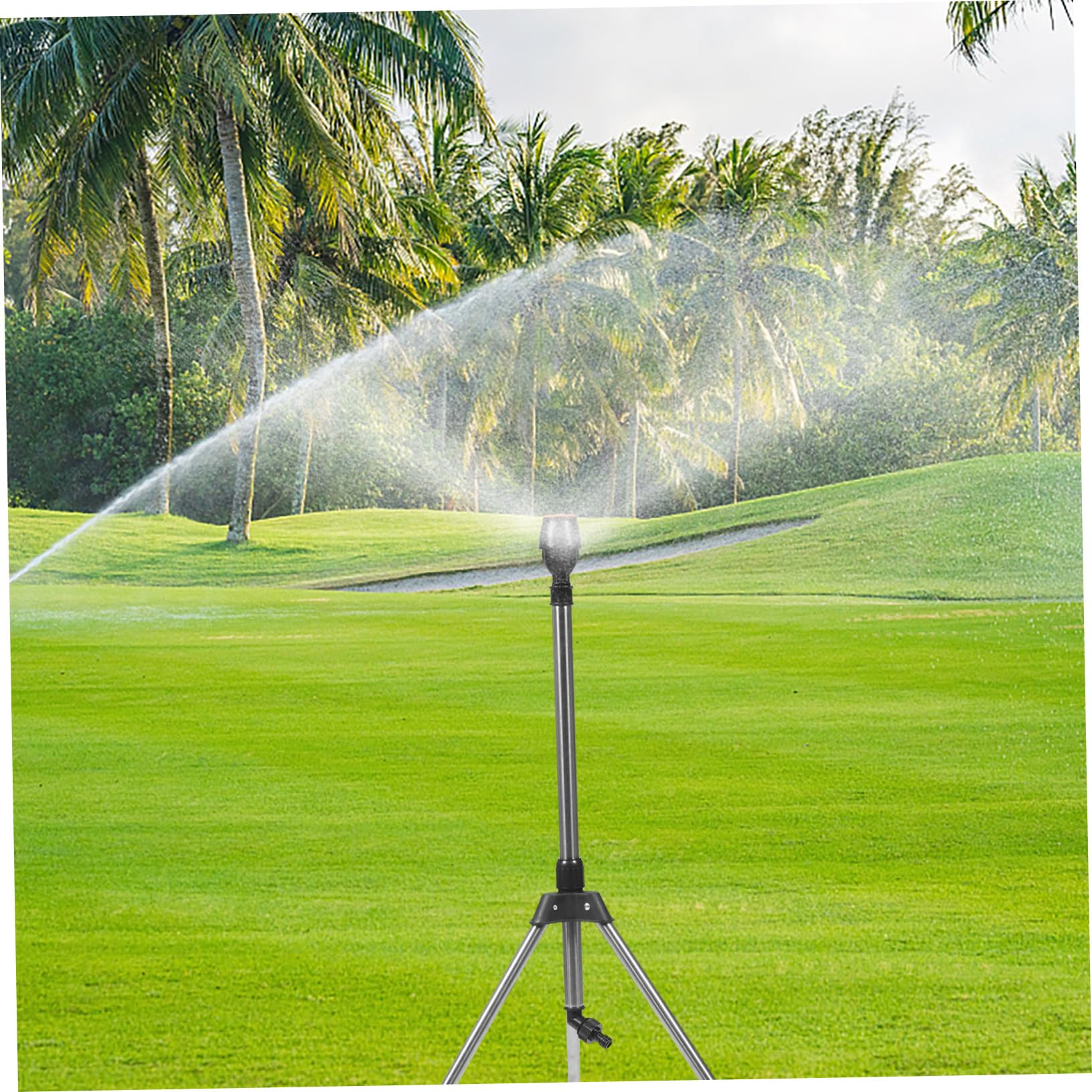 Mikikit Arroseur Rotatif à Buse Unique pour Jardin sur Trépied Extensible – Irrigation Pelouse Automatique 360 Degrés – Arroseur d'eau Réglable Solide Et Système D'arrosage Extérieur