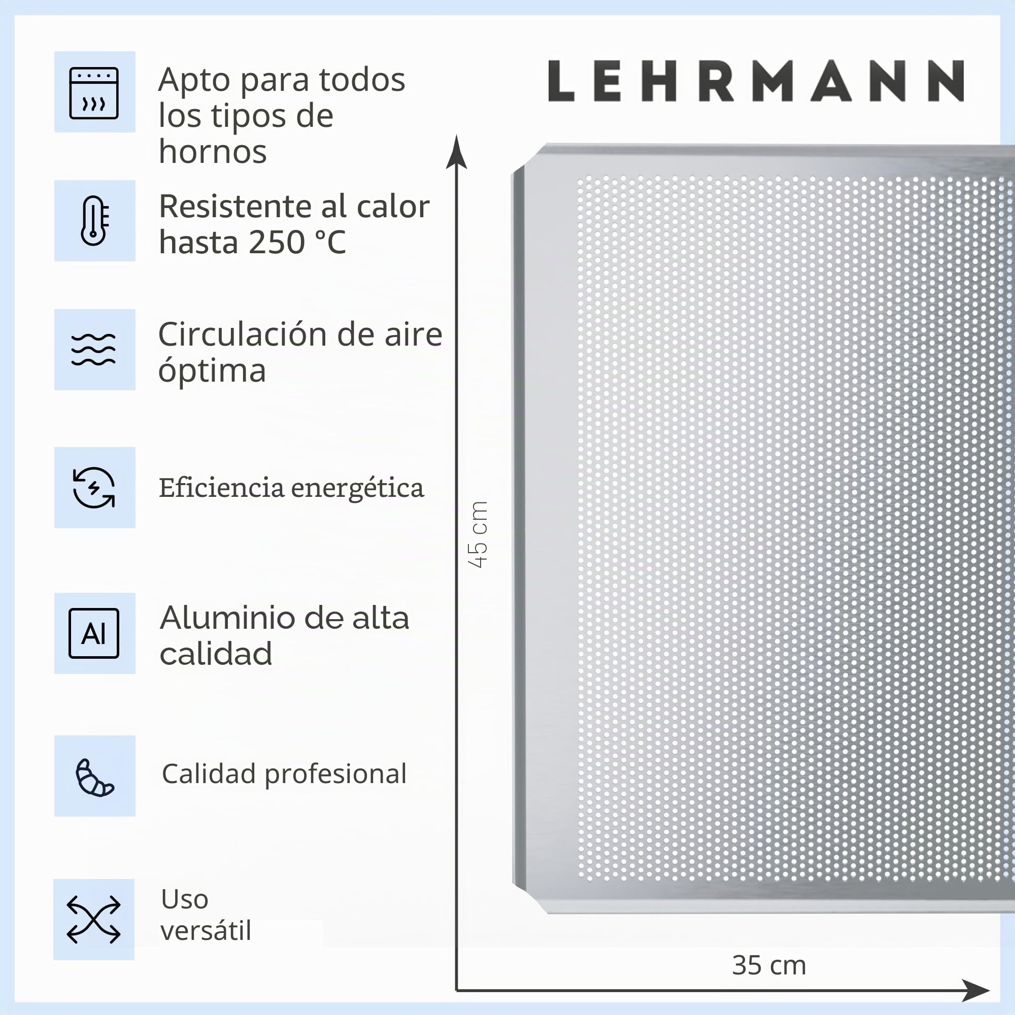 LEHRMANN Bandeja perforada (3 piezas) 45 x 35 cm placa para la panadería bandeja para horno Compatible con/reemplazo para MIWE WIESHEU BONGARD ELOMA/Siemens Bosch Neff