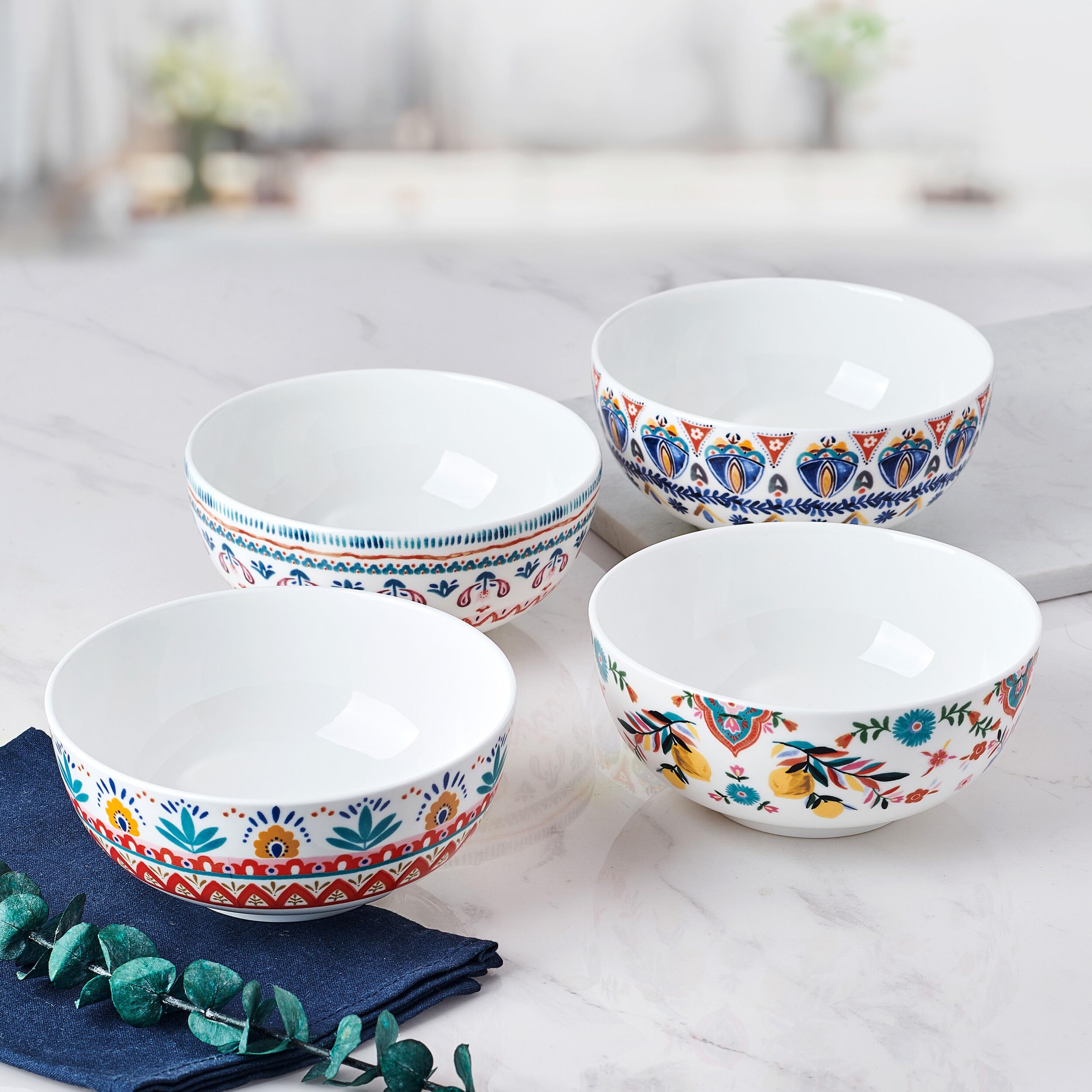 Amazon.com | Mikasa Painted Medallion Set of 4 Bone China All