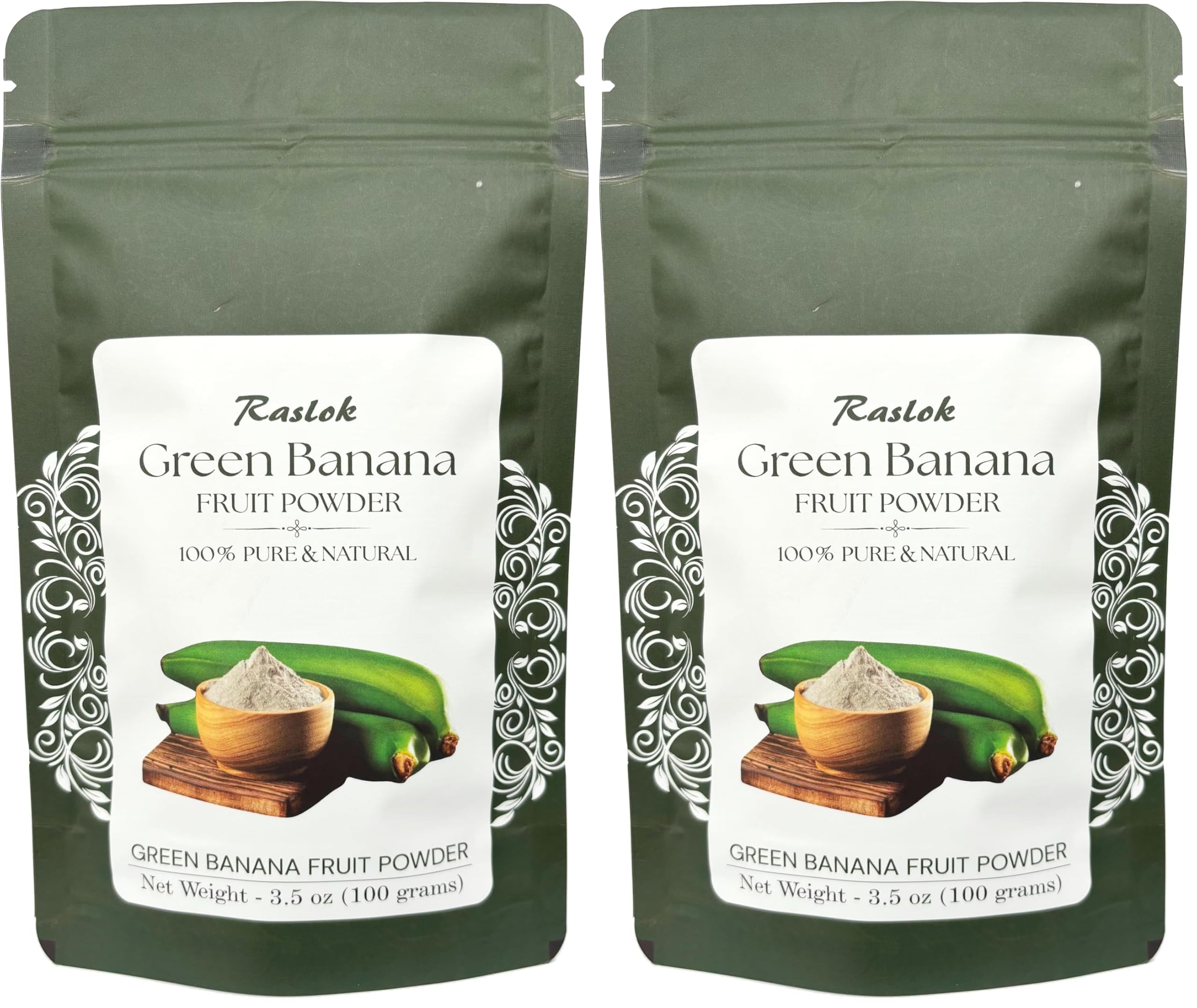 Raslok Pó de Banana Verde 100 g — 2 sachês (200 g)