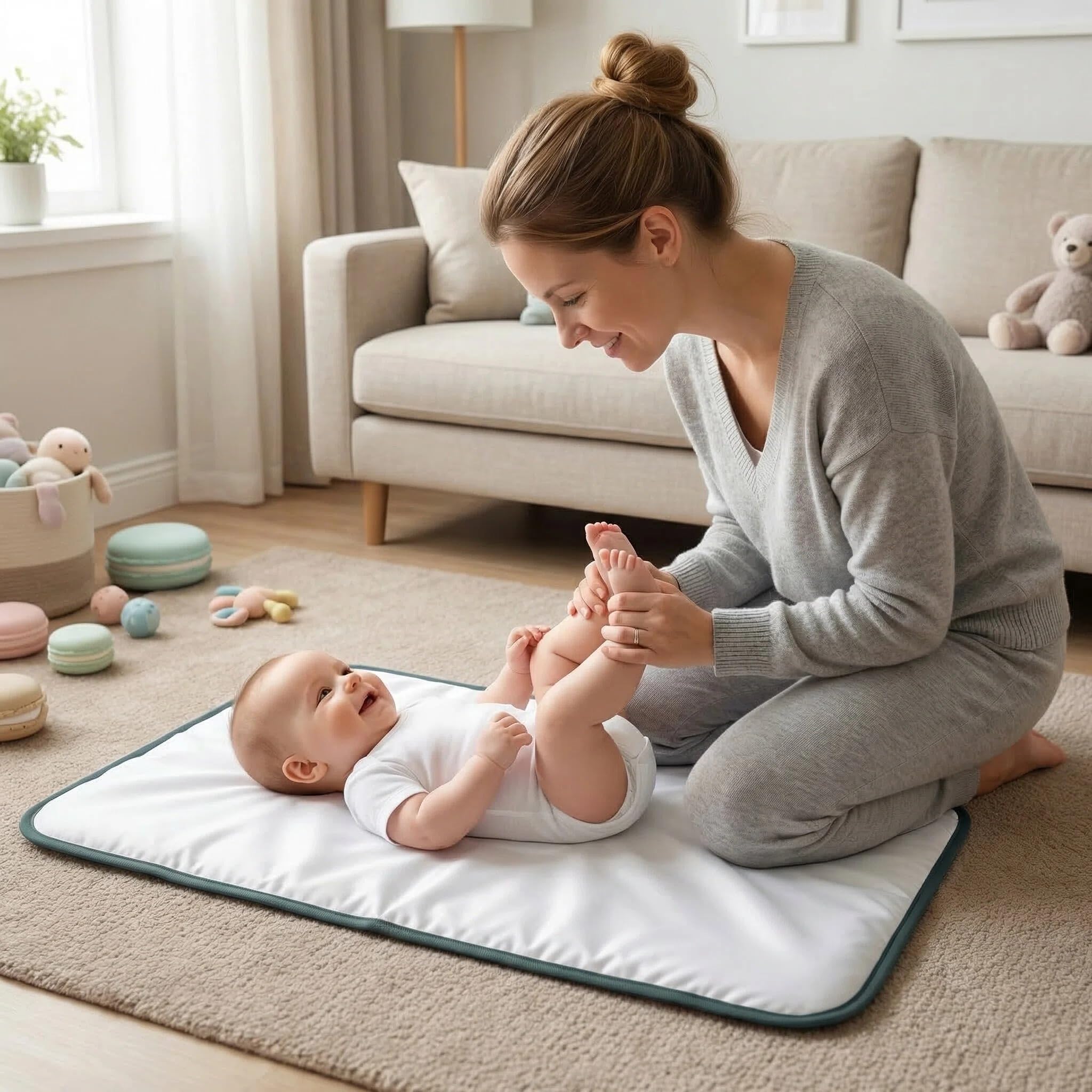 Tragbare Wickelunterlage für Babys, wasserdicht, kompakt, mit Handschlaufe, abwischbare Reise-Wickelunterlage für Wickeltasche, Geschenke für Babyparty von PhOEBUS BABY (Woods)