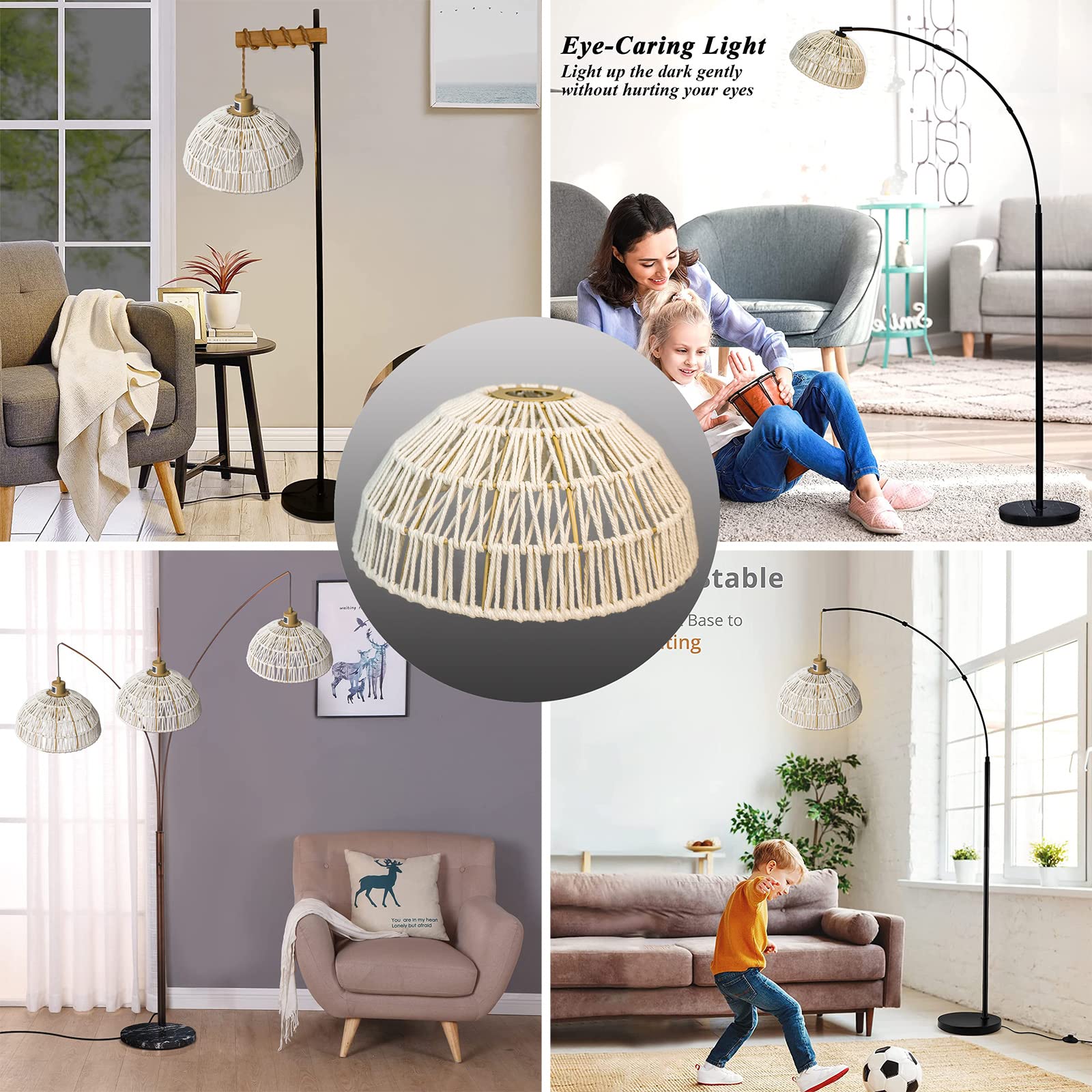 Paralume In Corda Di Canapa Boho – 31 Cm Diametro – Intrecciato A Mano Per Lampade A Sospensione O Da Tavolo