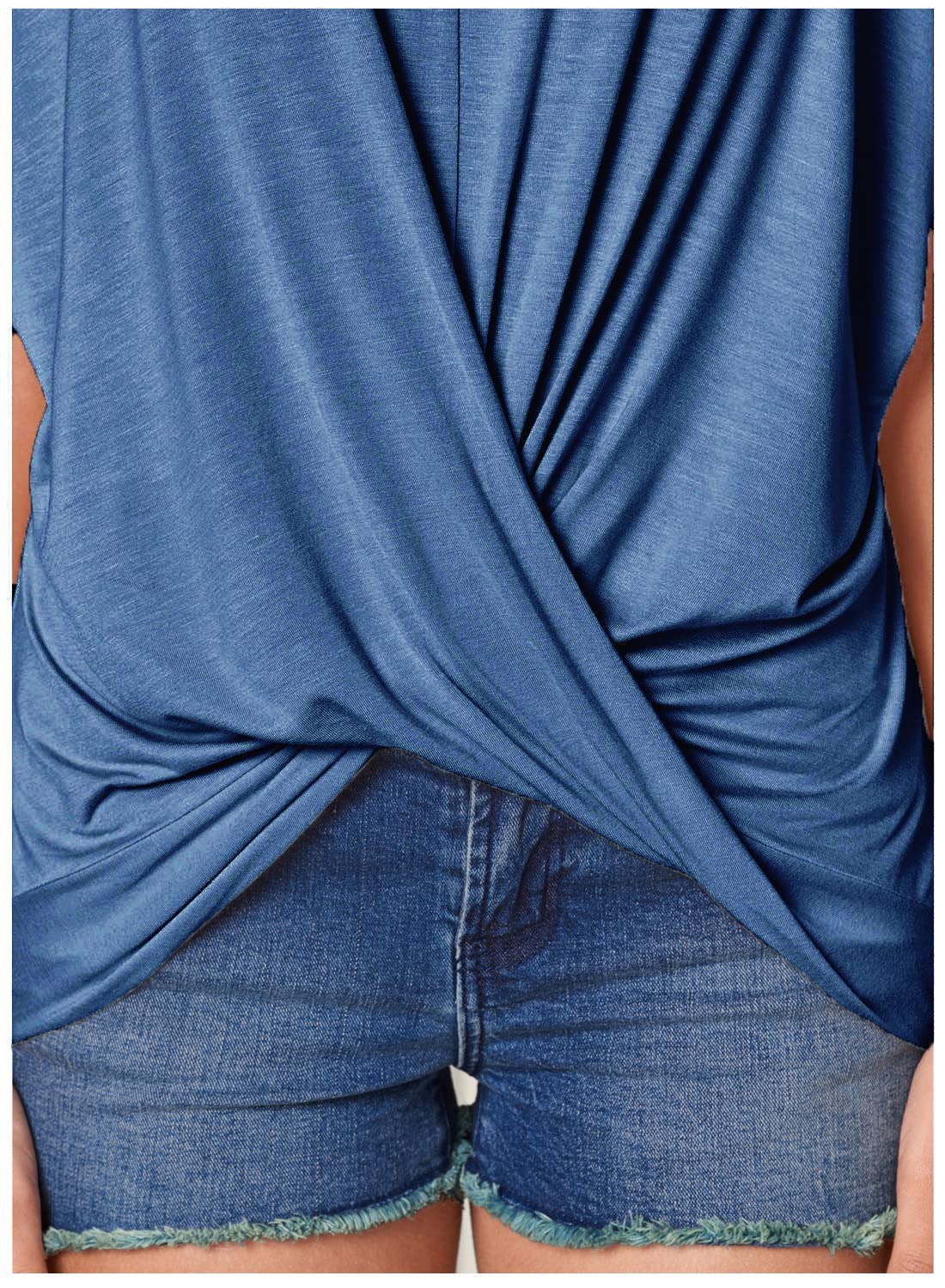 LEIYEE Top estivo da donna con spalle scoperte a maniche corte con nodo a V e scollo a V