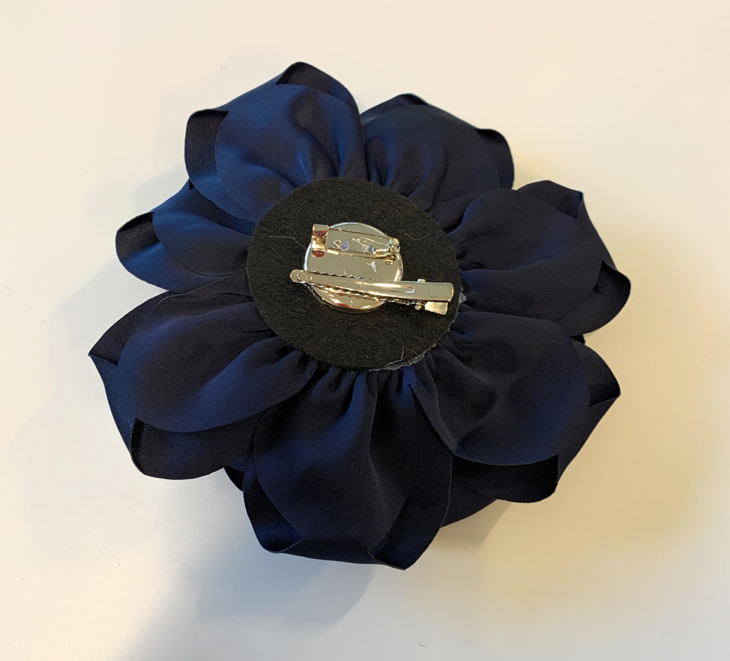 Large Rose Fascinator Corsage Hair Clip and Brooch Pin, Satin Flower, Multi-Colour Options (Navy Blue) - Image 2