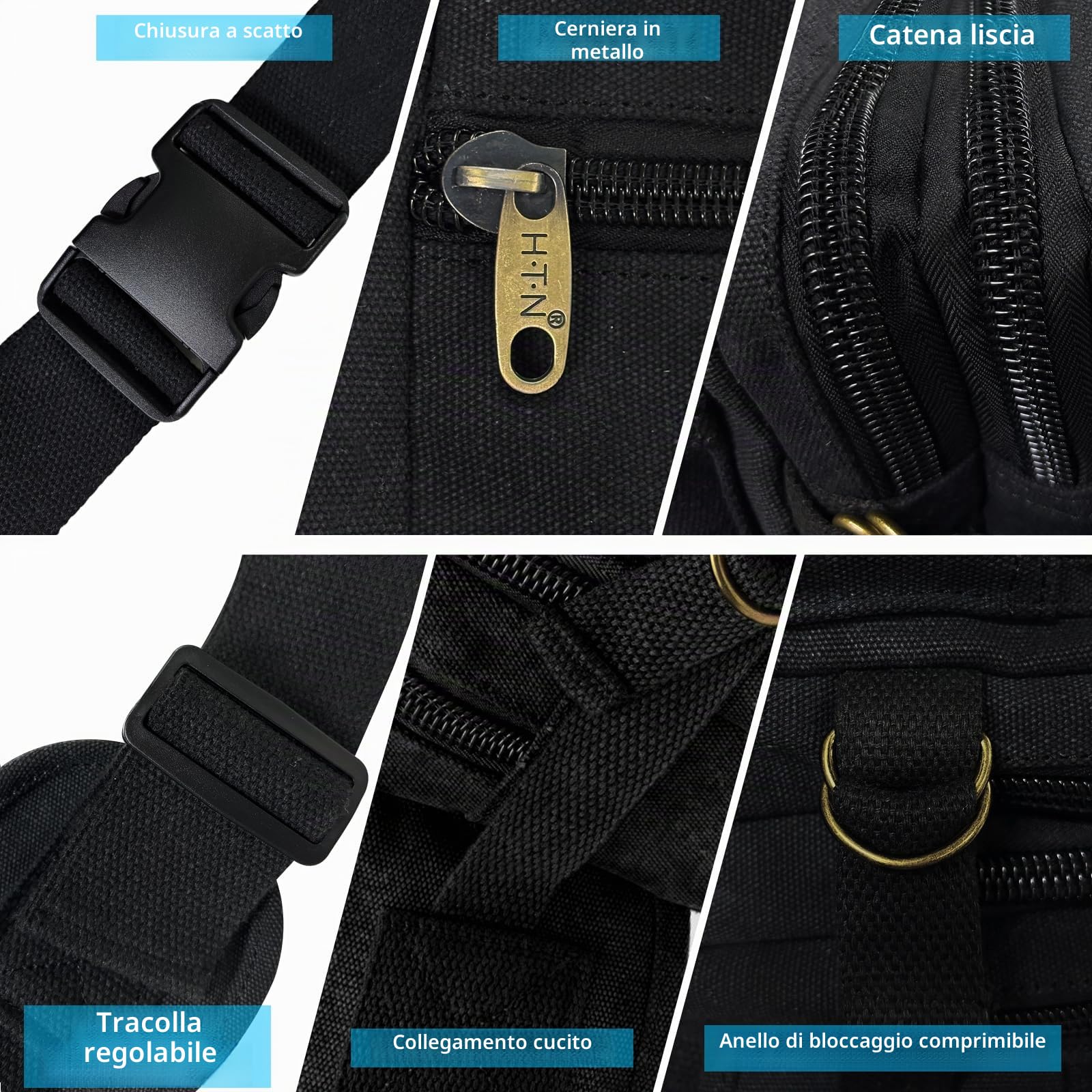 Marsupio Uomo Grande con 7 Tasche Bum Bag Cintura Regolabile per Escursionismo Bicicletta