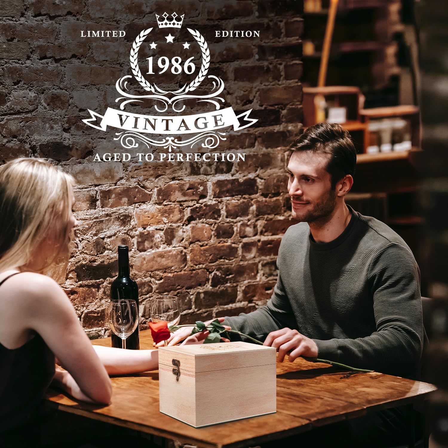 LIGHTEN LIFE Regali per il 40° compleanno per uomo 12 oz, bicchiere da whisky del 1985 in pregiata scatola di legno, bicchiere da bourbon per papà, marito, amico di 40 anni