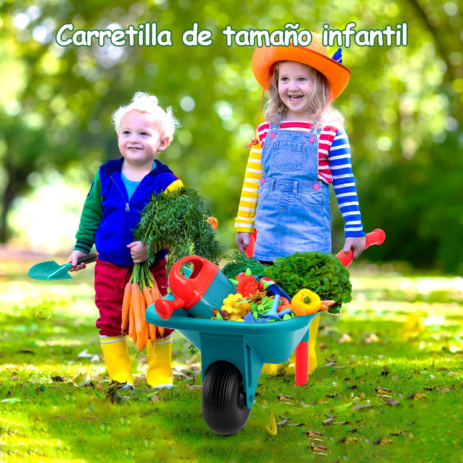 cute stone Juego De Herramientas De Jardinería para Niños, Juguetes De Jardín con Carretilla, Regadera, Pala, Juguete De Construcción para Jardín De Flores, Juguete De Simulación para Exteriores