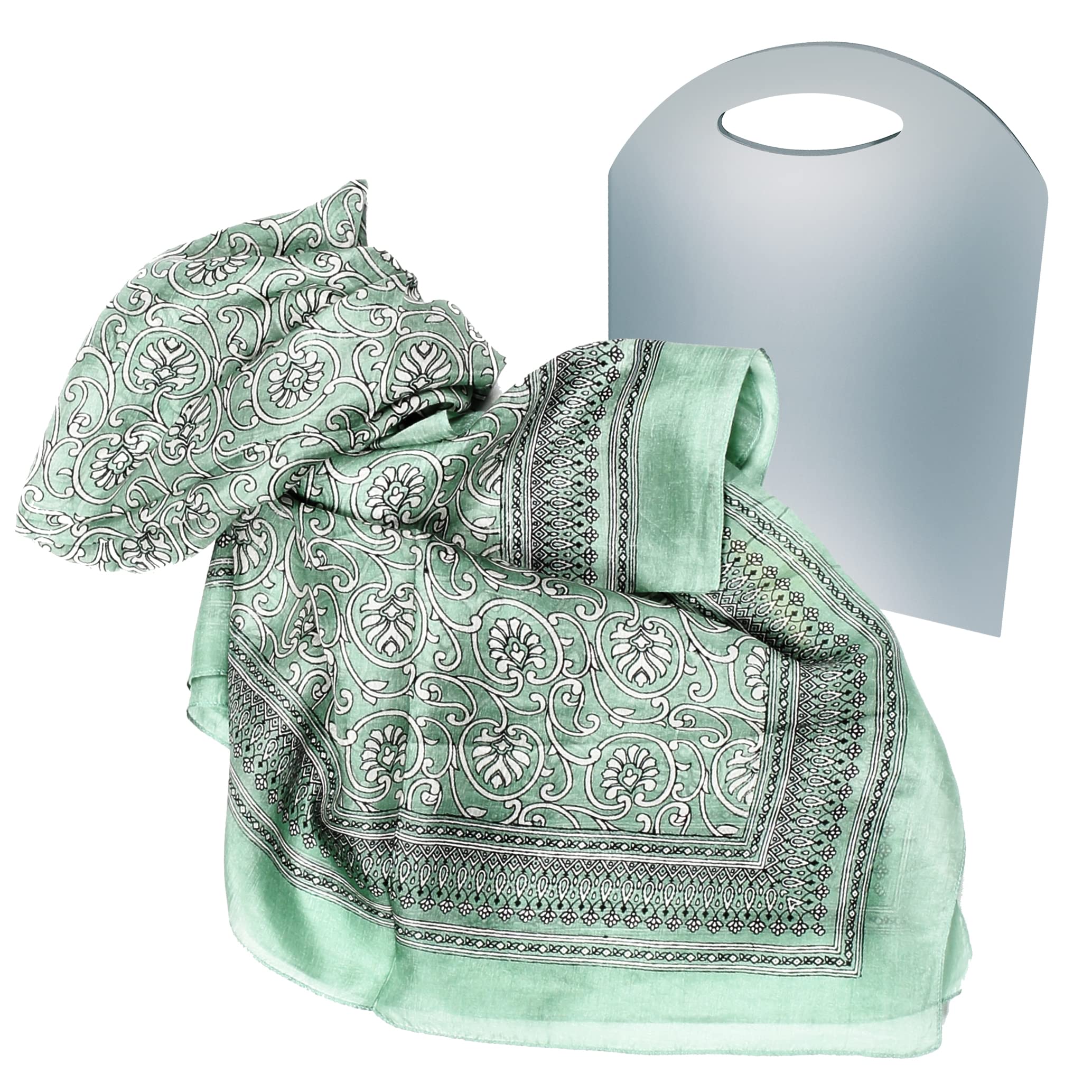 BEATJaipur Design Collection Women's 100% Silk Scarf 100 x 100 cm Green, Green