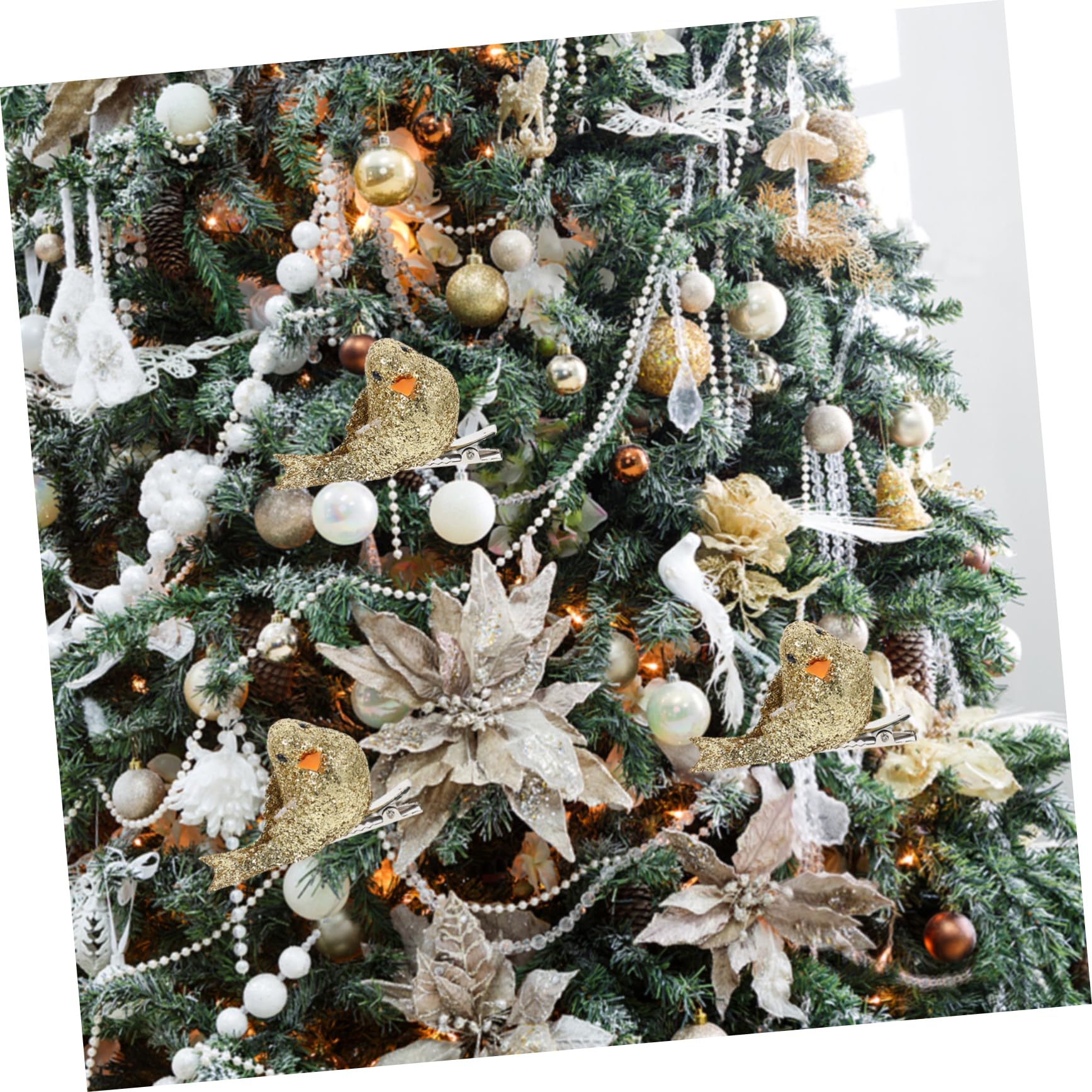 PRETYZOOM 36 STK Weihnachtsschaumvogel Weihnachtsbaumschmuck Weihnachtsvögel Mittelstücke Bastelschaum Vogelclip Krippenschmuck Für Kinder Weihnachtsszene Schmuck Vögel Szene Golden