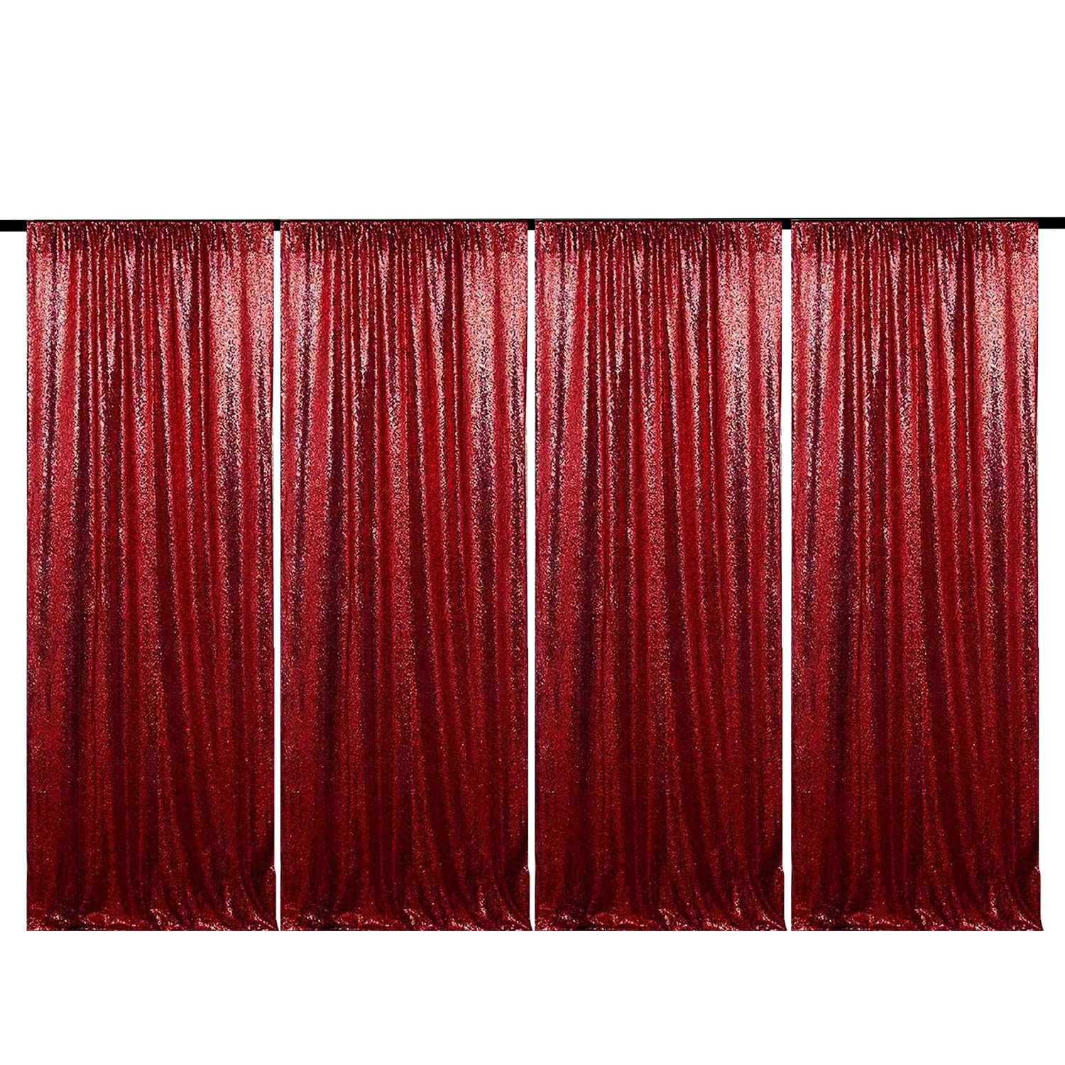 JYFLZQ Burgundy Sequin Backdrop Curtains 2ft x 8ft 4 Panel Glitter Photo Booth Backdrops Sparkly Photography Background Drapes for Parties Wedding