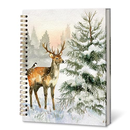 DILSJ Winter Deer Christmas Tree Notebook Journal, Deer Gifts for Women, Winter Christmas Animal Journals Notebooks, Animal Lovers Gifts Hardcover