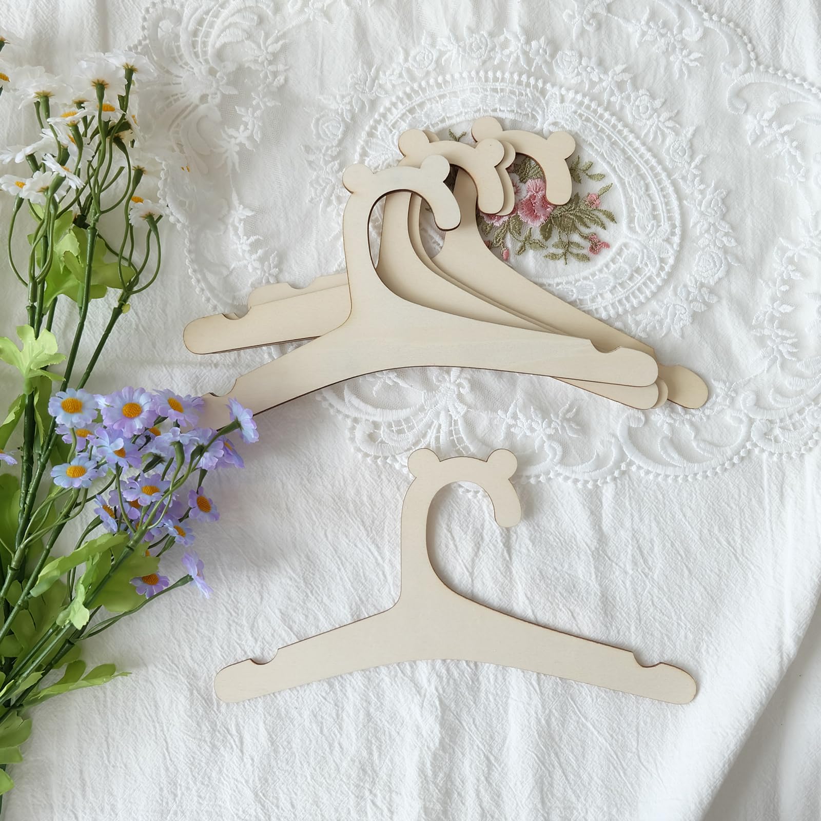Vastsea 15 Perchas de Madera Natural para Bebé, Antideslizantes, para Ropa y Ropa de Cama