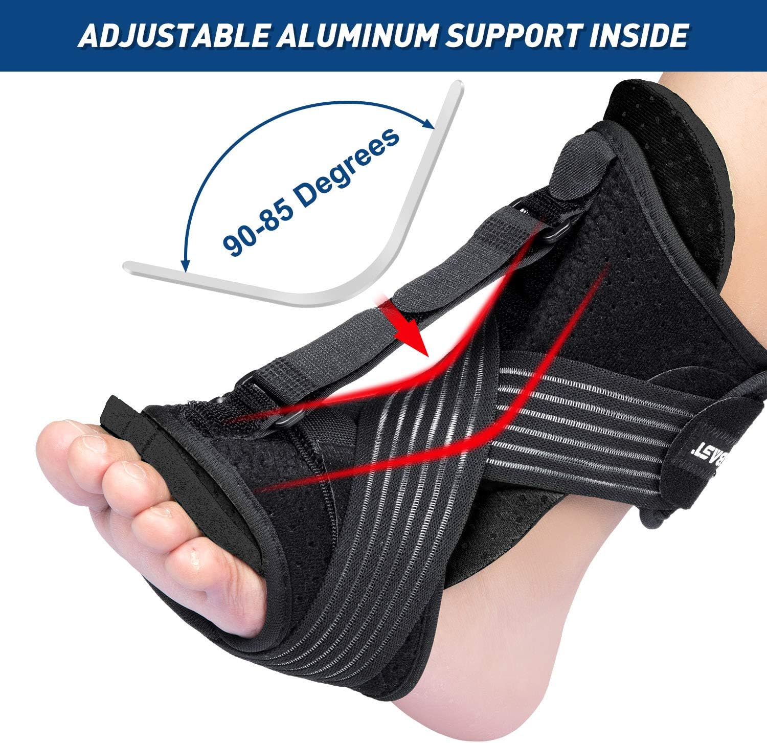 2021 New Upgraded Black Night Splint for Plantar Fascitis, AiBast Adjustable Ankle Brace Foot Drop Orthotic Brace for Plantar Fasciitis, Arch Foot Pain, Achilles Tendonitis Support for Women,Men : Health & Household