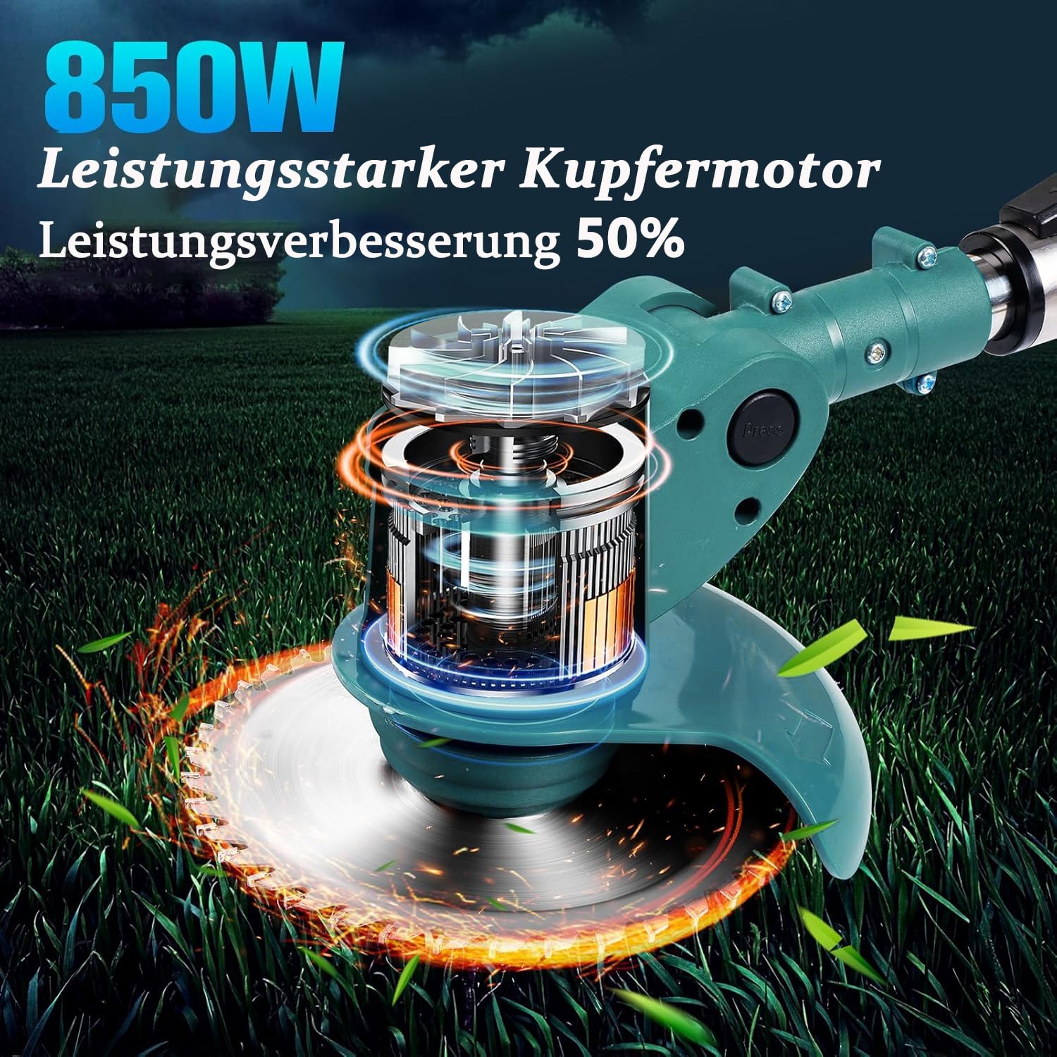 Akku-Rasentrimmer für Makita Akkus,Freischneider Akku mit 2X4.0Ah Batterien und Ladegerät,Elektrisch Motorsense mit 4 Messertypen,90° Drehkopf,Rasenkantenschneider für Rasen, Garten, Hof