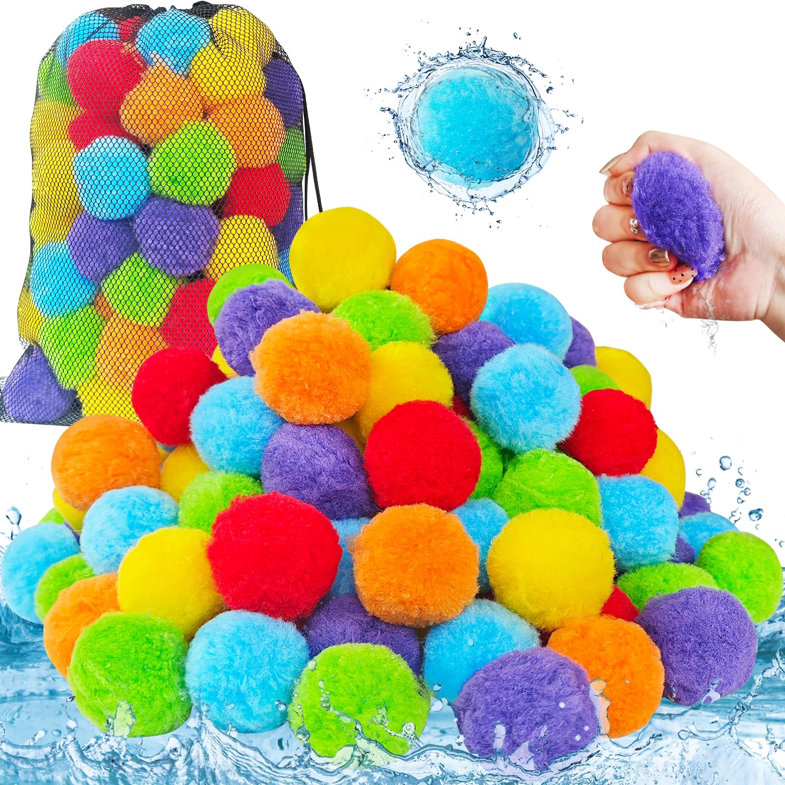 Photo 1 of 120 Pcs Reusable Water Balls,Soft Soaker Splash Balloons for Outdoor Water Games,Pool and Beach Activities,Reusable Water Toys for Summer Fun and Party Favors