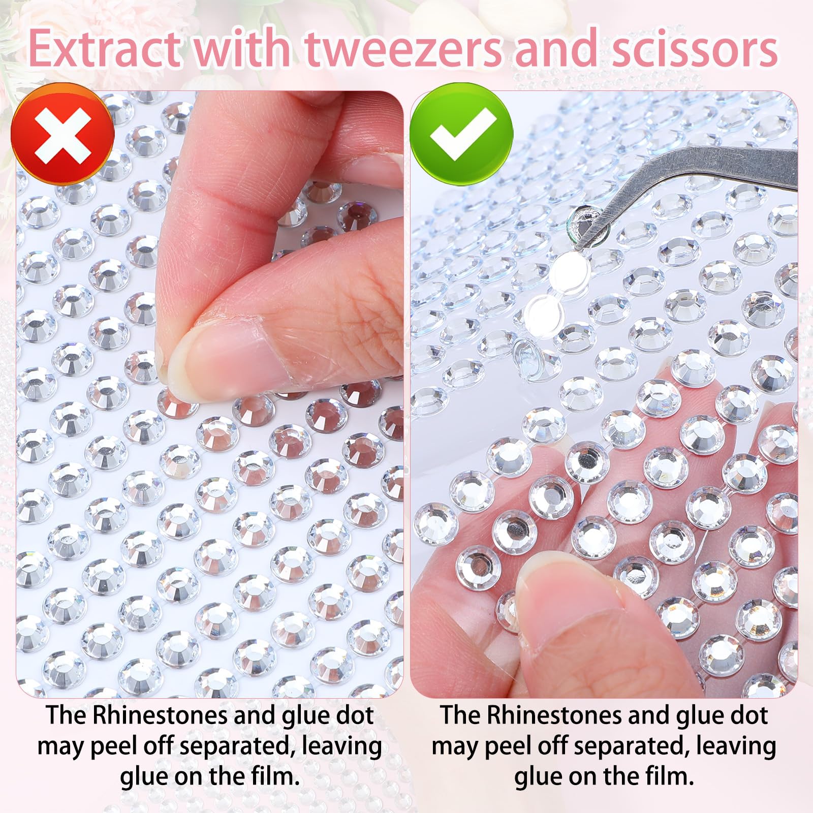 8 sztuk błyszczących kamieni samoprzylepnych, 3/4/5/6mm kryształki samoprzylepne, błyszczące kamienie do twarzy, brokat do rękodzieła, diamenty do dekoracji paznokci, makijażu DIY-u