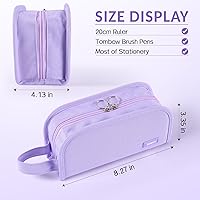 Vista 5 de Sooez Estuche para lápices de amplia apertura, bolsa con cremallera de gran capacidad, bolsa estética, suministros escolares, organizador compacto