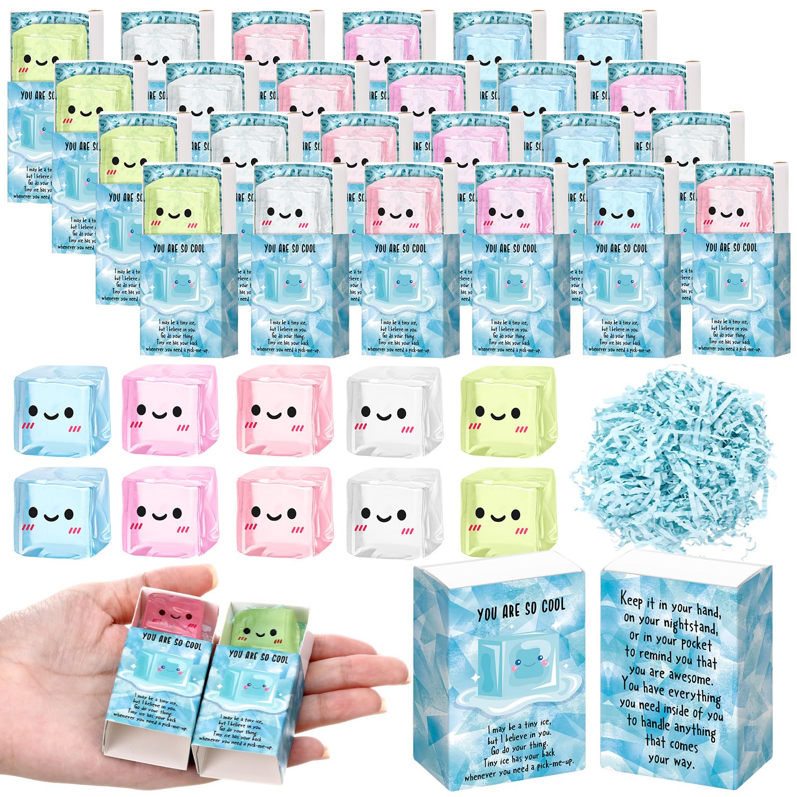 48 Sets Inspirational Gifts You are So Cool Party Favors with Boxes | Ice Cube Stress Balls, for Adults Teens, Office Classroom Relief Fidget Toys, Cute Emotional Desk Decor Trinkets