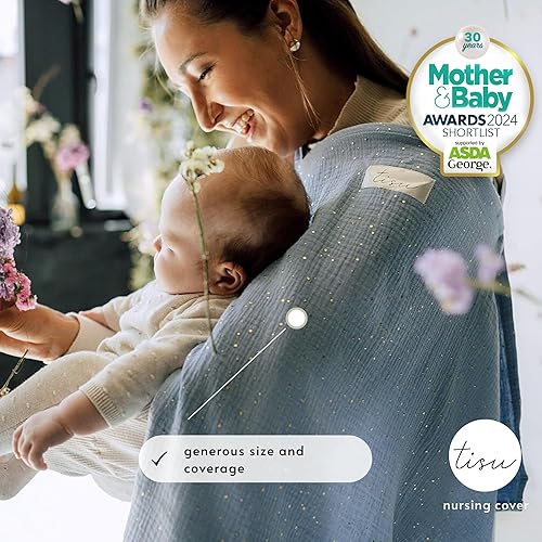Miniatura 56 de TISU - Funda de lactancia para lactancia materna y bombeo | Funda de cochecito de asiento de automóvil multiusos | Algodón de muselina suave